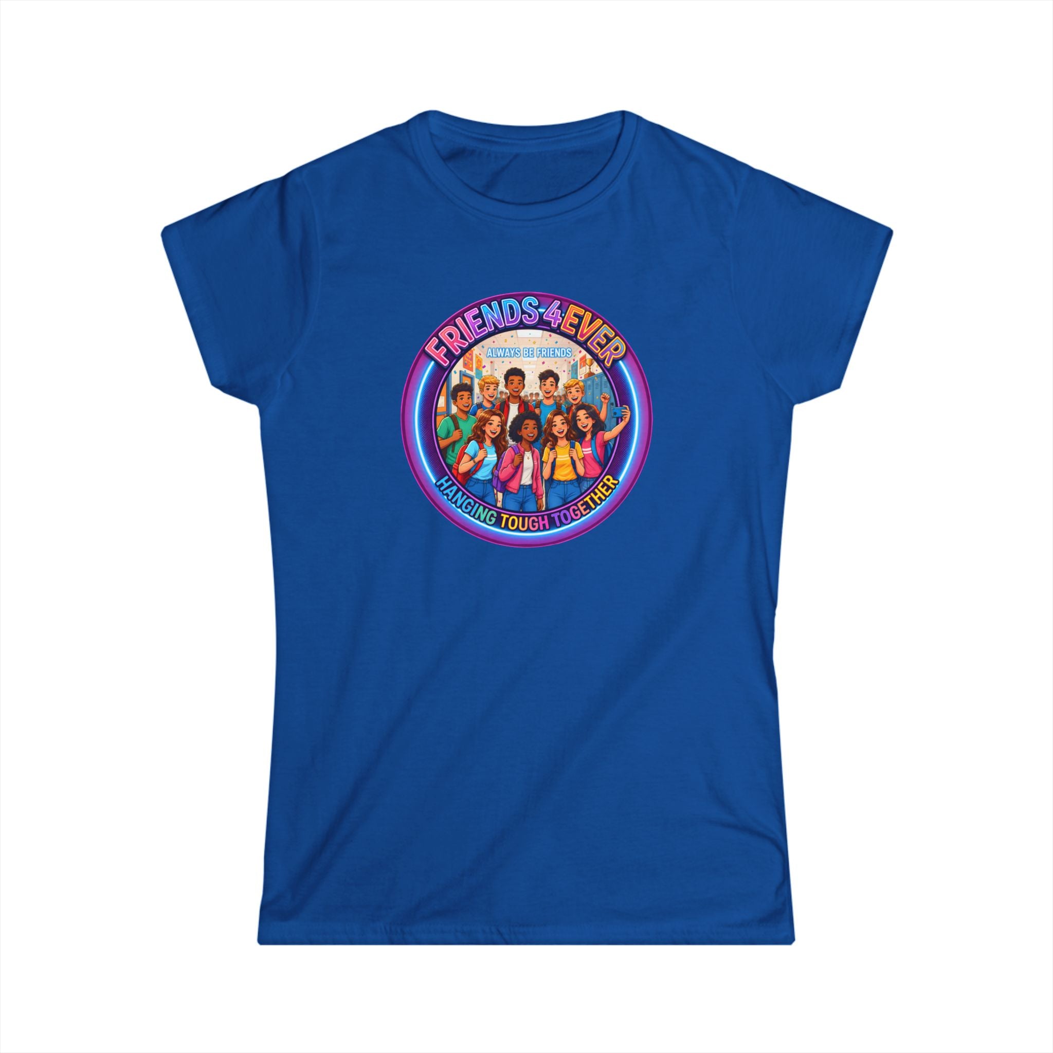 "Friends 4Ever" Graphic Tee — Retro Diverse Girl Squad Shirt