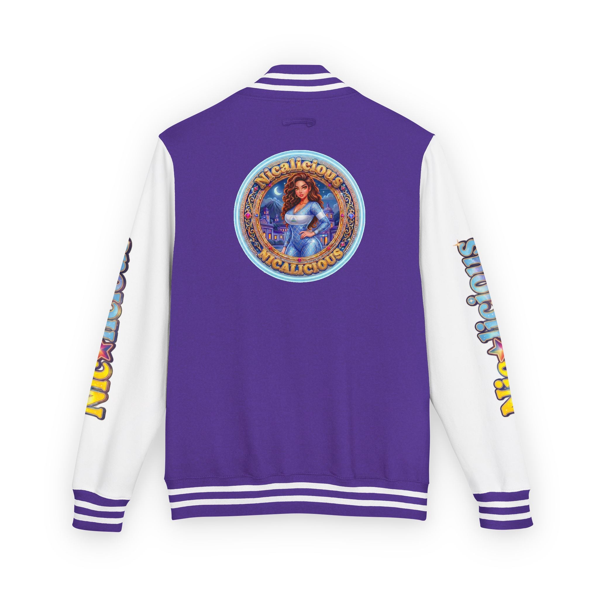 "Nicalicious" Letterman Jacket - Retro Pinup Graphic Varsity Bomber
