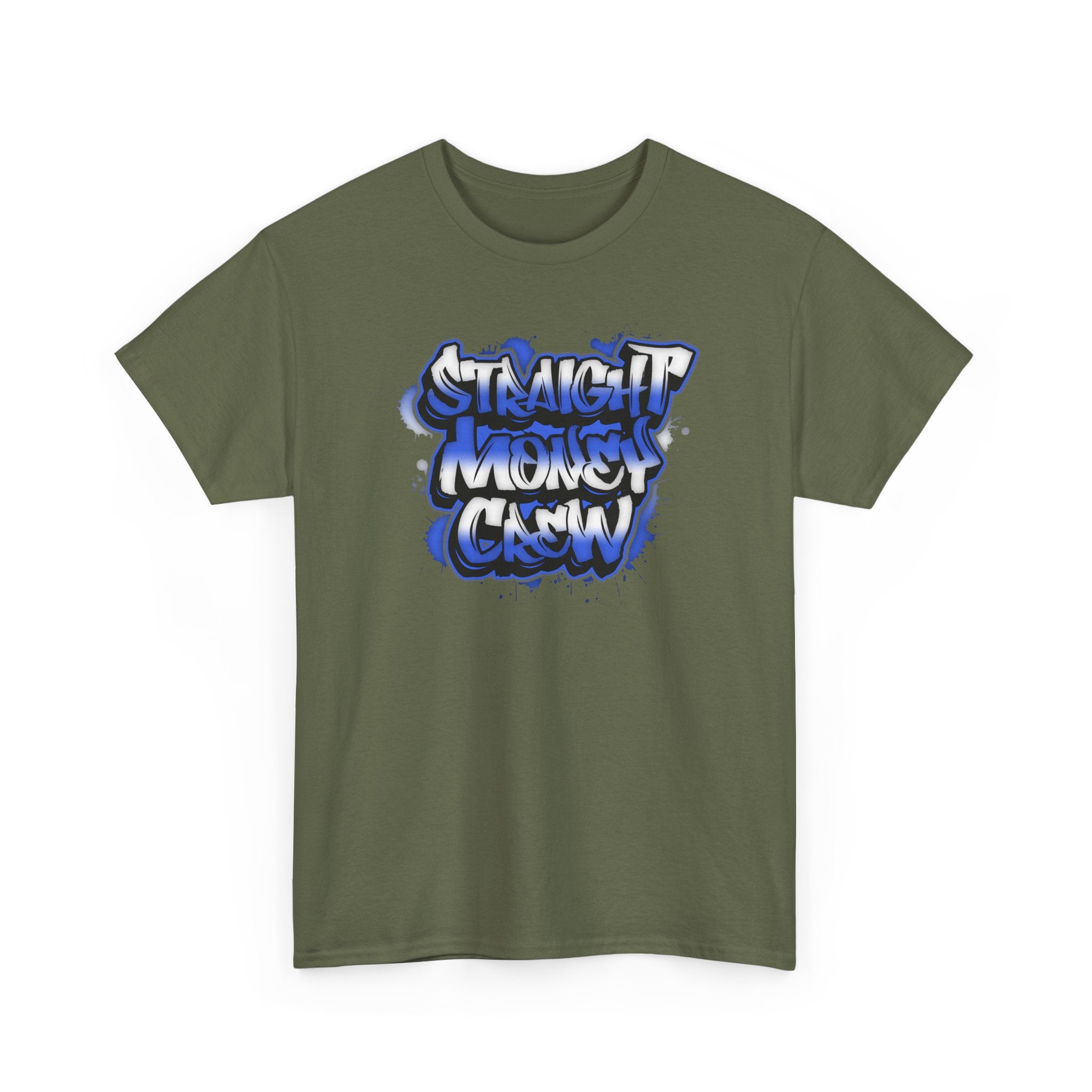 T-Shirt — "Stackin' Money Crew" Blue Graffiti Graphic Tee