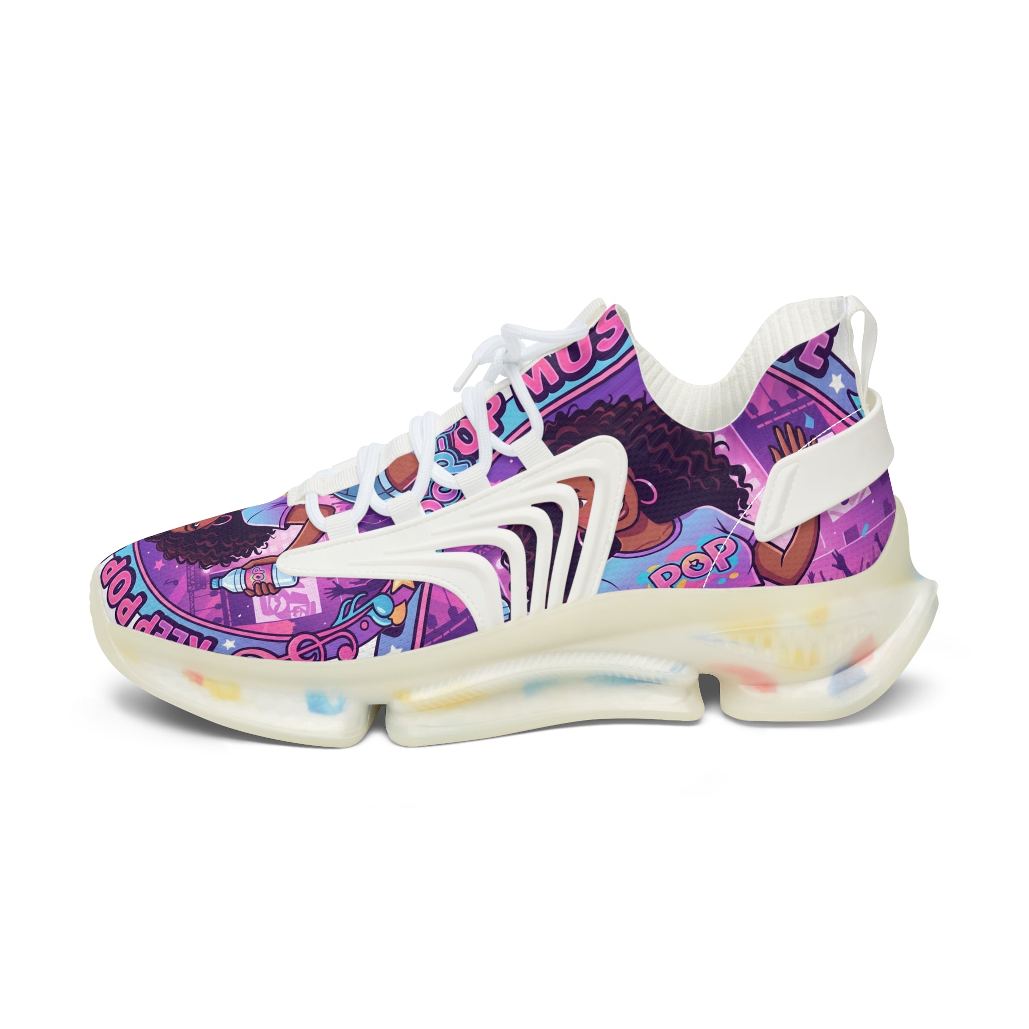 Women’s Mesh Sneakers —" Keep  Pop Music  Alive "Retro Pop Music Graphic Athletic Shoes