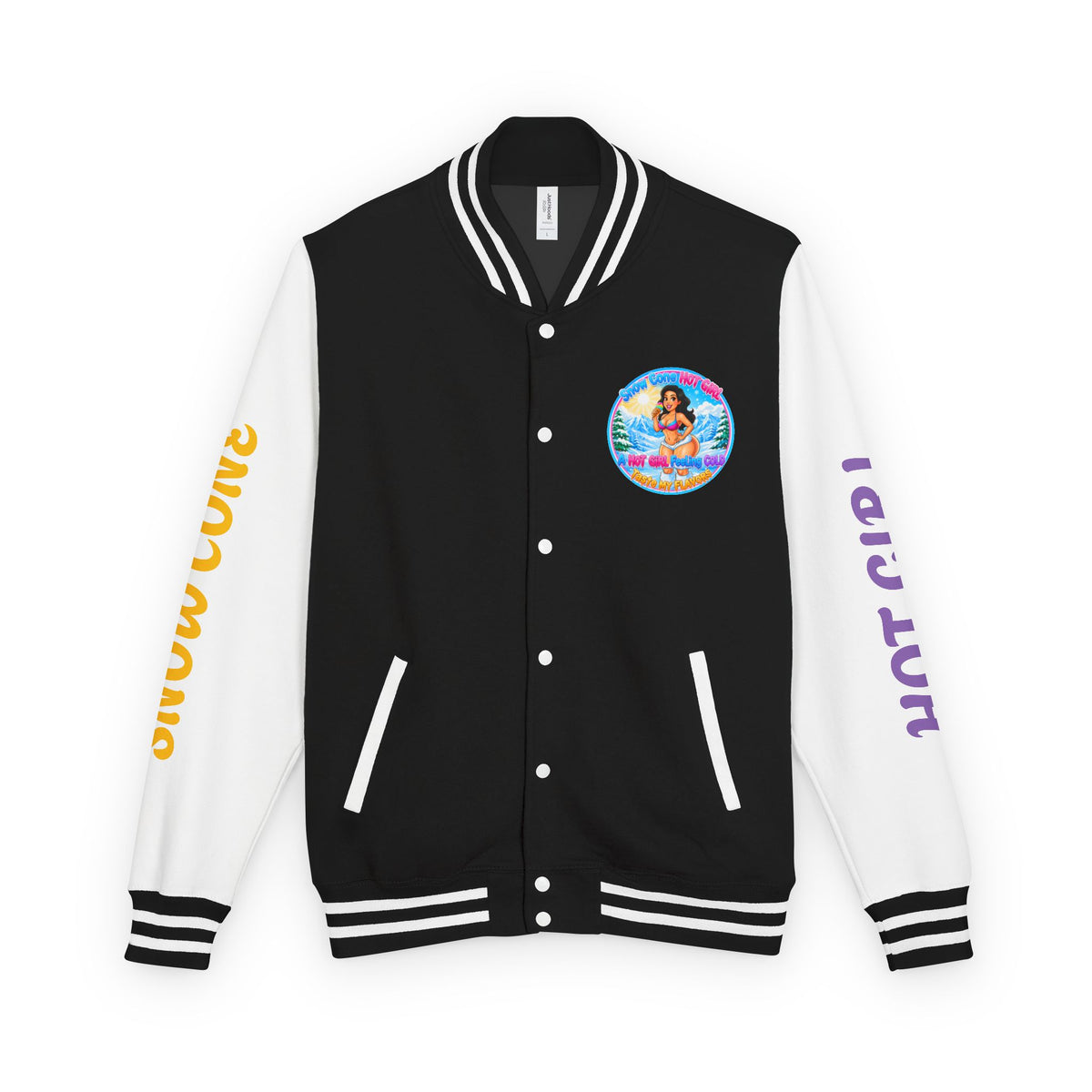 Letterman Jacket — 'SnowCone, Hot Girl' Retro Beach Graphic
