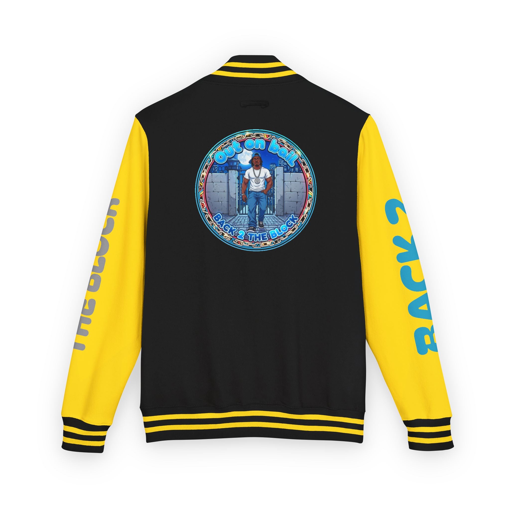 Letterman Jacket — 'Back 2 The Block' Retro Streetwear Patch Jacket