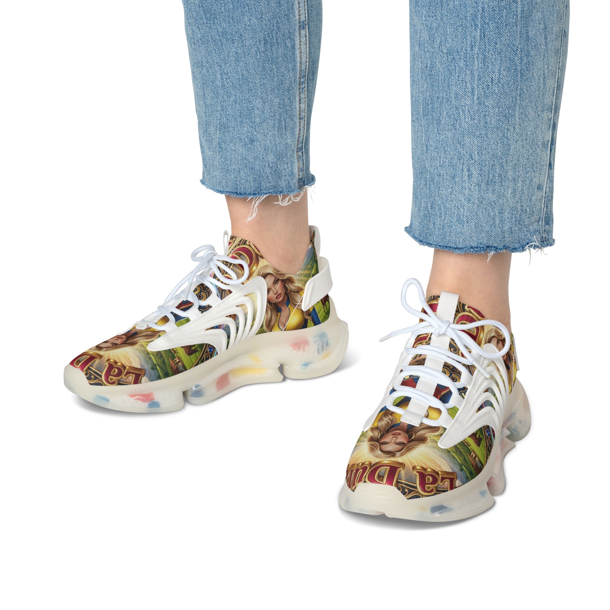 Women's Mesh Sneakers —"La Dura De Colombia " Vintage Country Girl Graphic Athletic Shoes