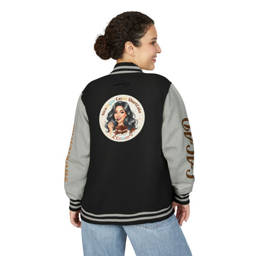 Vintage Pin-Up Letterman Jacket —Cacao Chocolate Shortcake Retro Logo Varsity Jacket