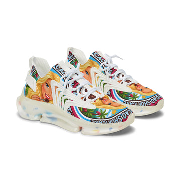 Women's Mesh Sneakers —"  Nicaragua Cacao Shortcake "Colorful Retro Barbie-Inspired Graphic Trainers