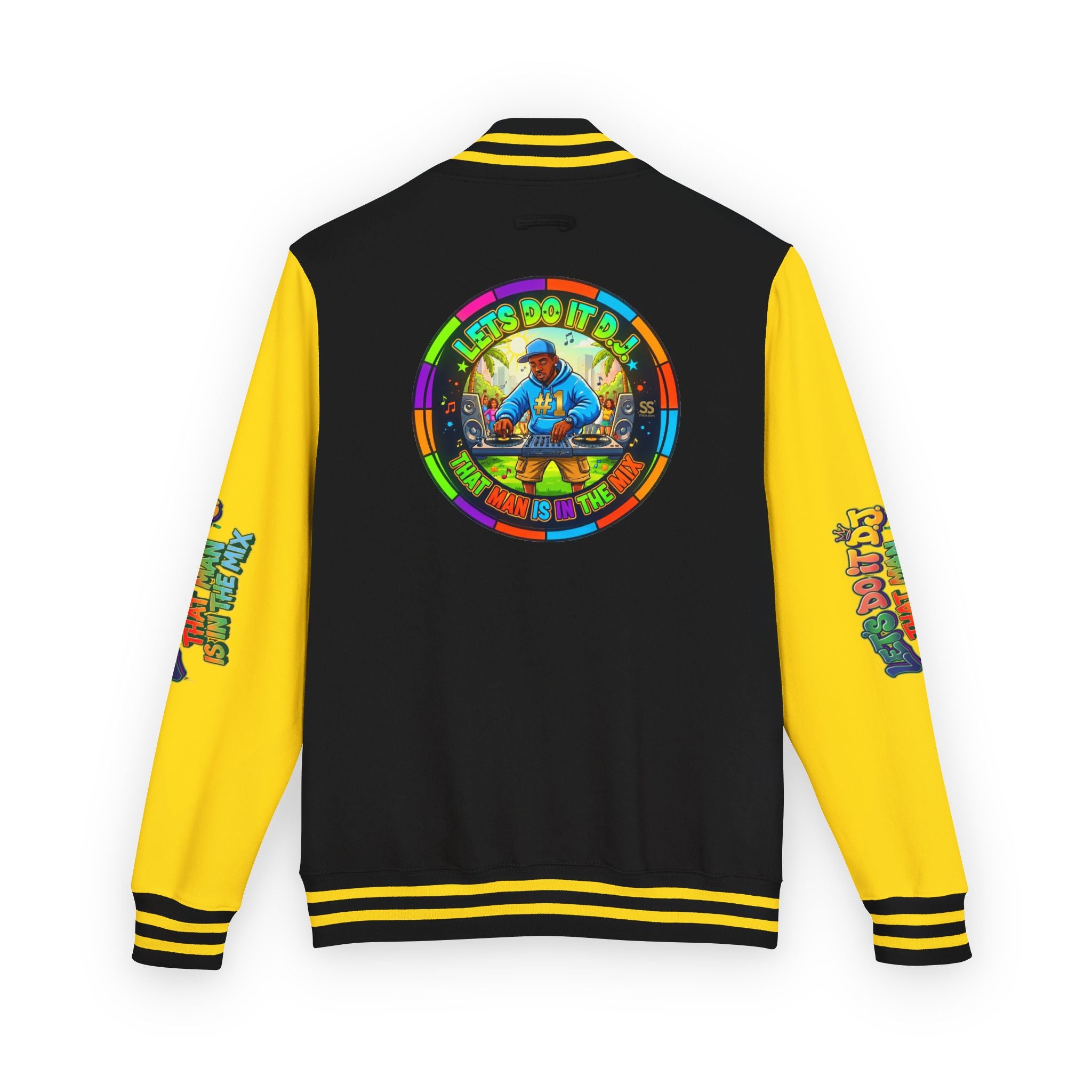Letterman Jacket — 'Let's Do It' DJ Graphic Varsity Jacket