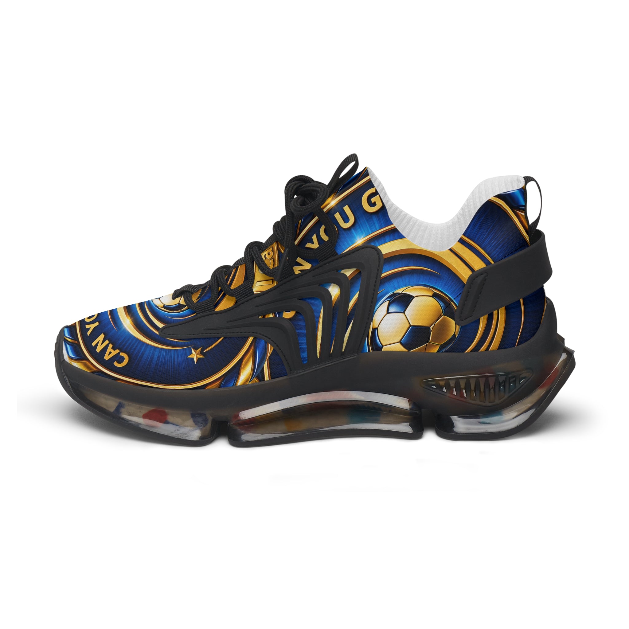 Men's Mesh Sneakers —"Can You Goal" Soccer Goal Design Women’s Athletic Shoes