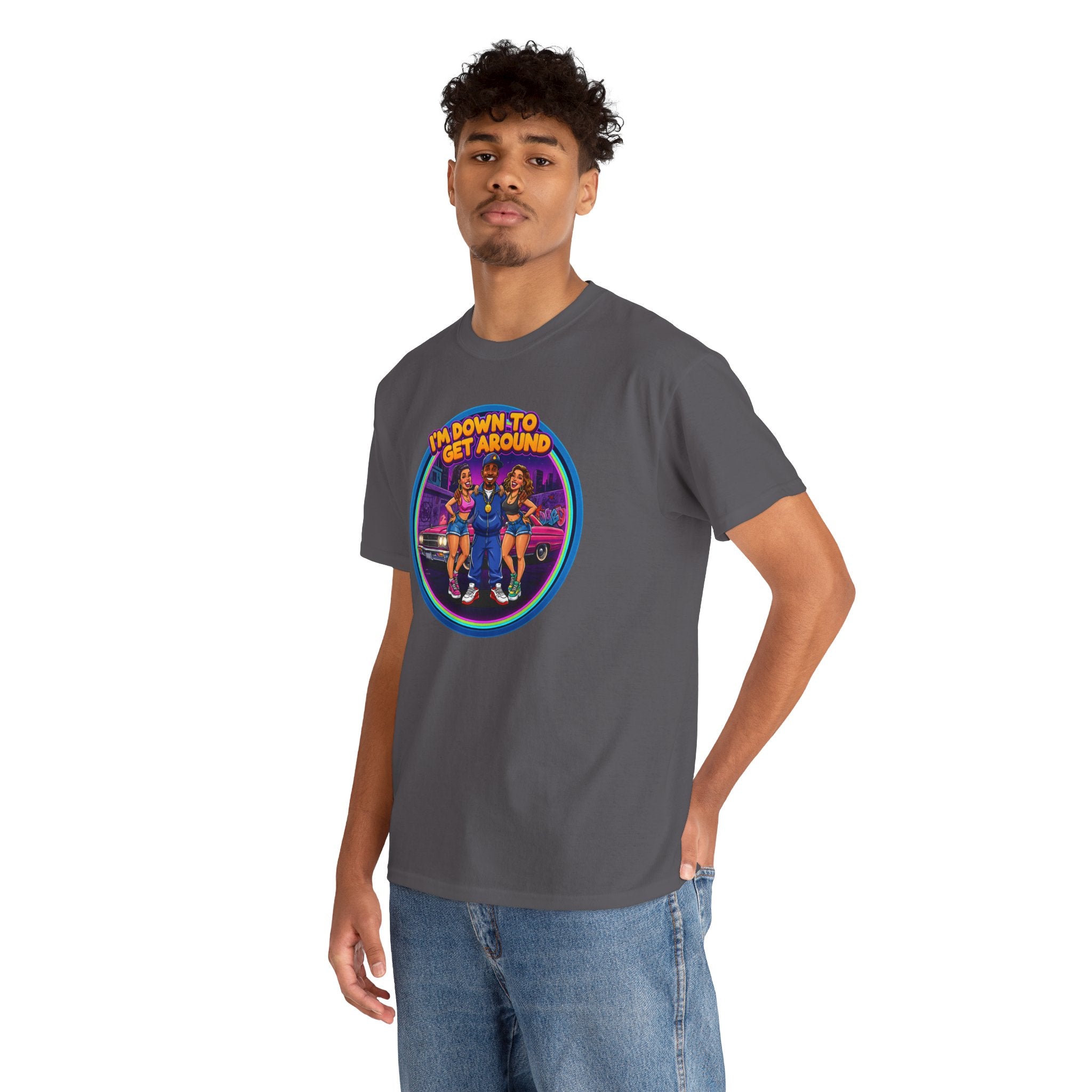 T-Shirt — 'I'm Down to Get Around' Retro Skate Crew Graphic Tee