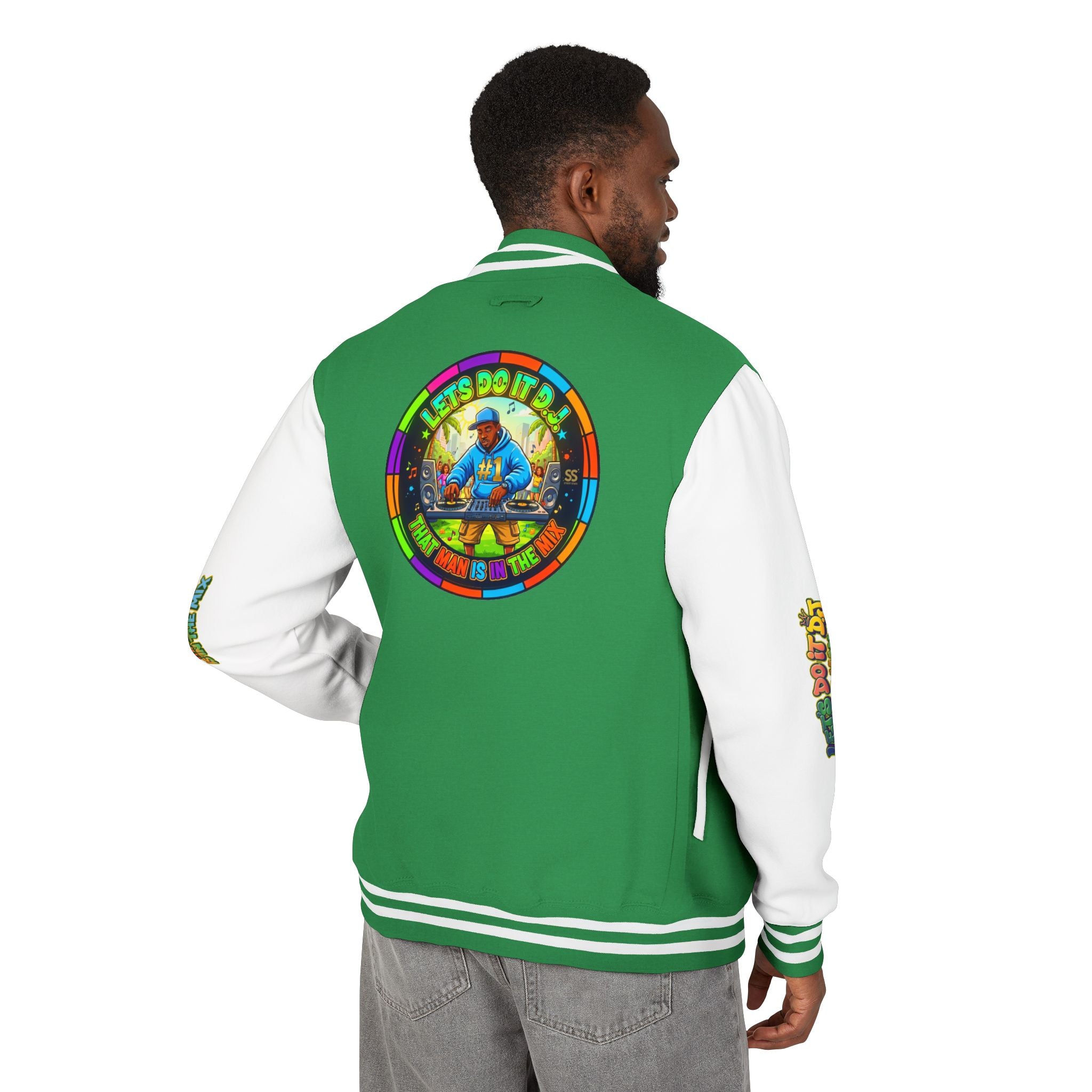 Letterman Jacket — 'Let's Do It' DJ Graphic Varsity Jacket