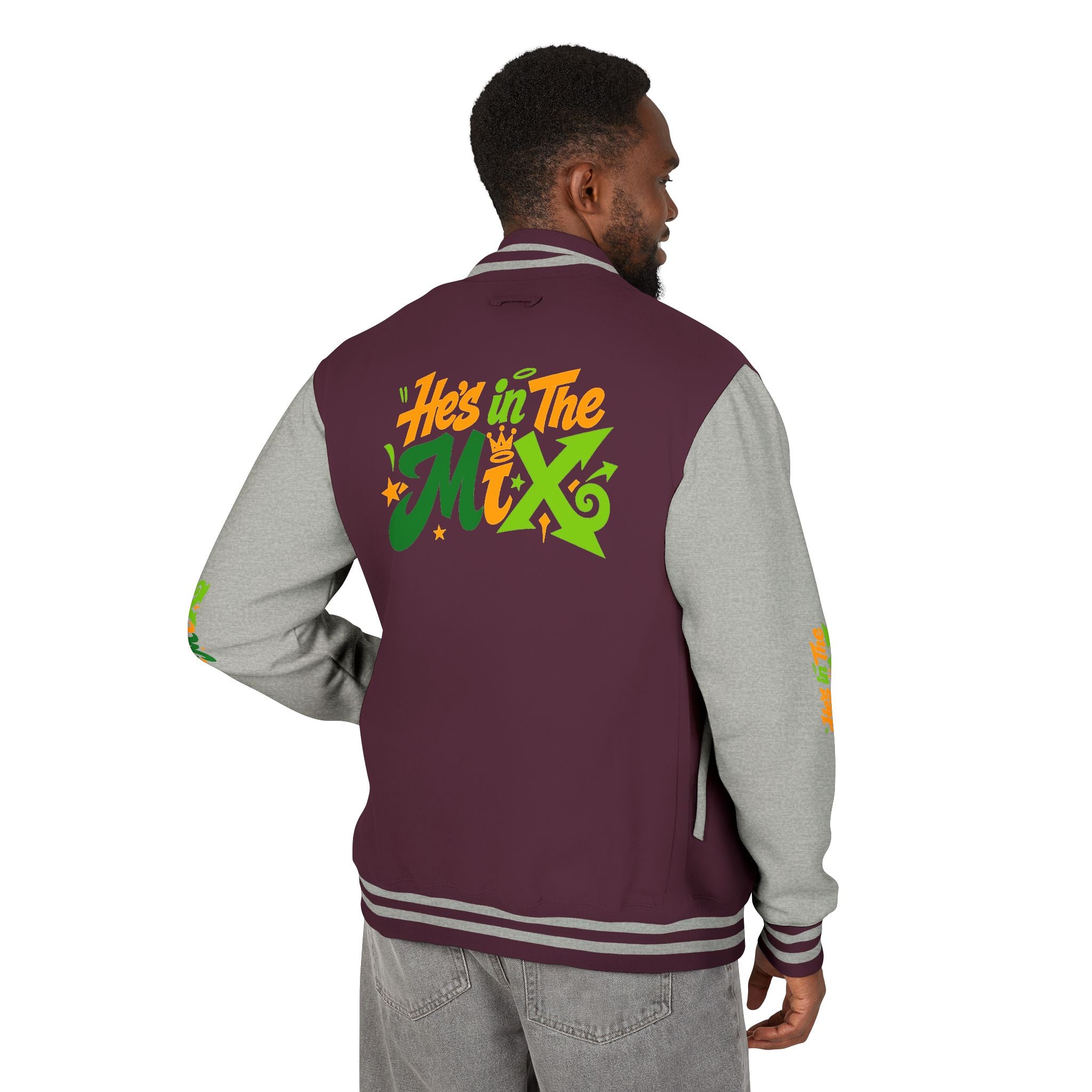Letterman Jacket - "He's in the Mix" Retro Graffiti Varsity Jacket