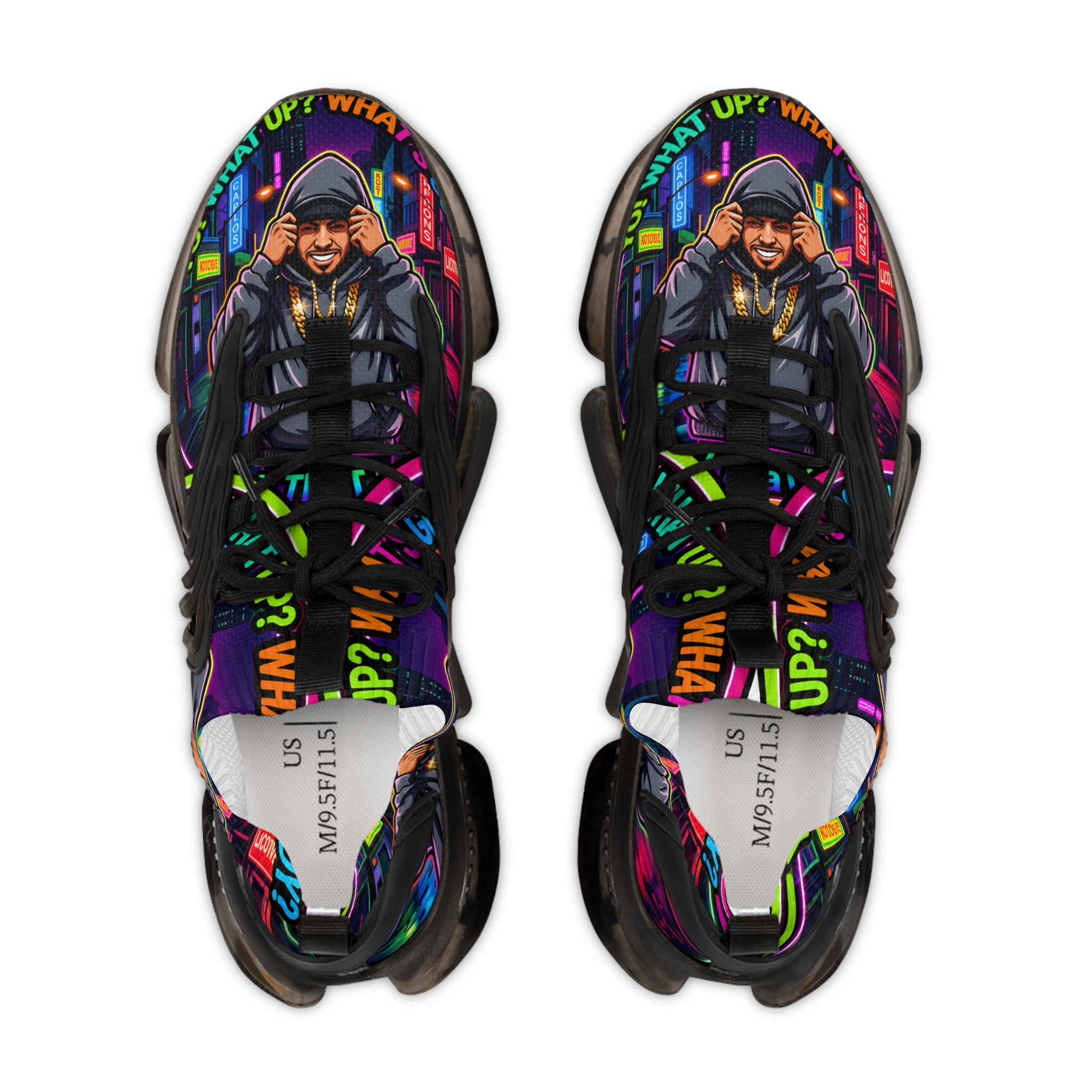 Men's Mesh Sneakers — " Yo, What's up? Rapper Graphic Athletic Shoes