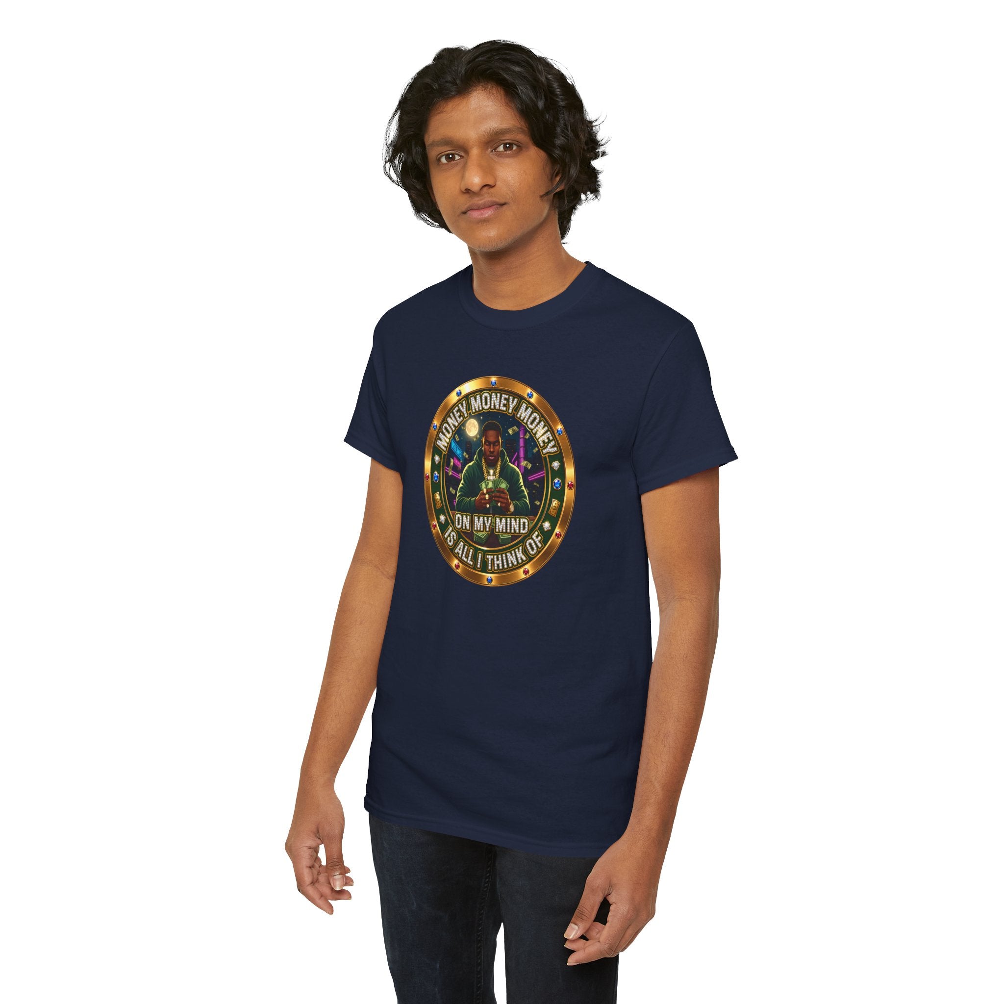 "Money On My Mind" Graphic Tee — Retro Casino Coin Design
