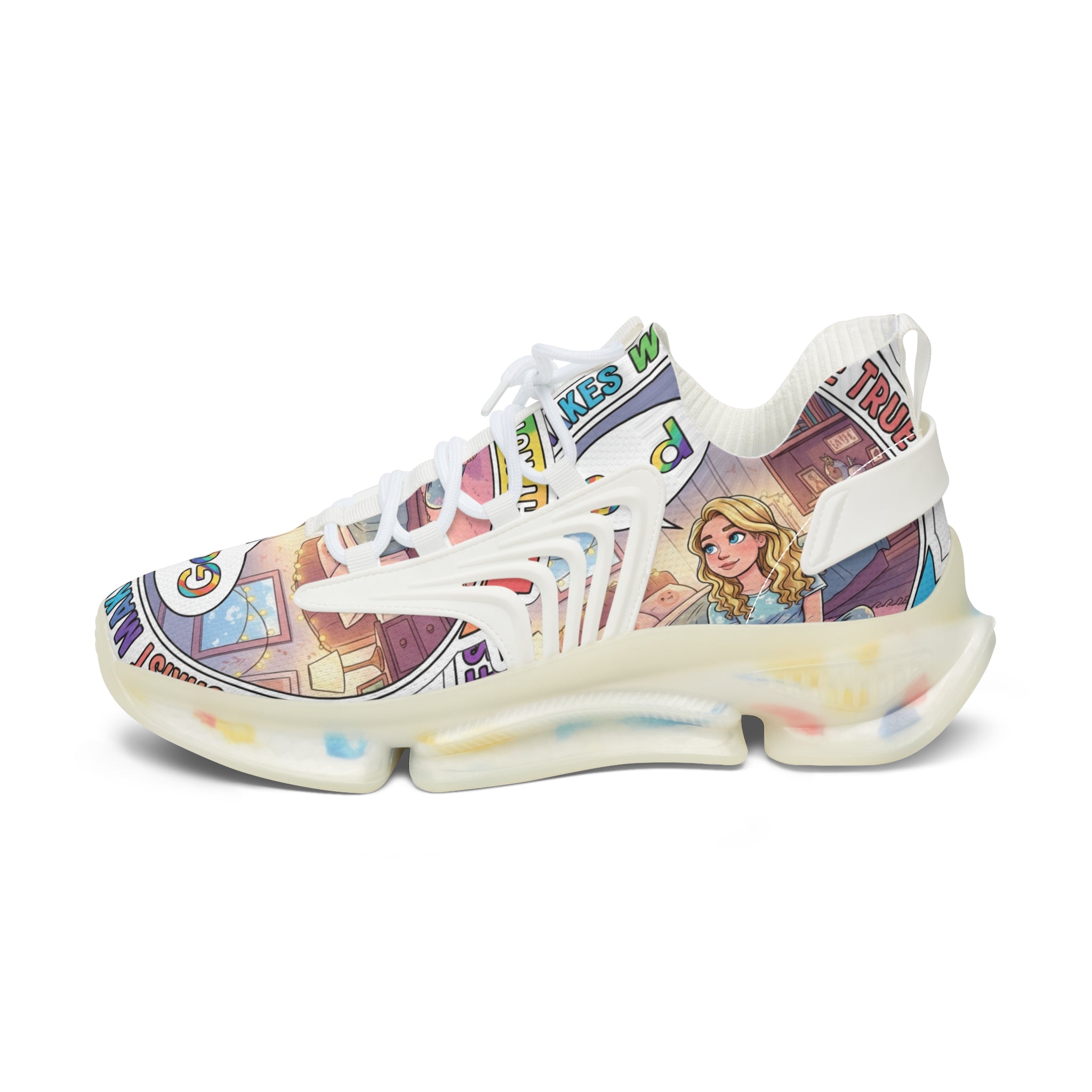 Mesh Sneakers — Inspirational 'Jesus Christ Makes Wishes Come True" Graphic Women's Trainers