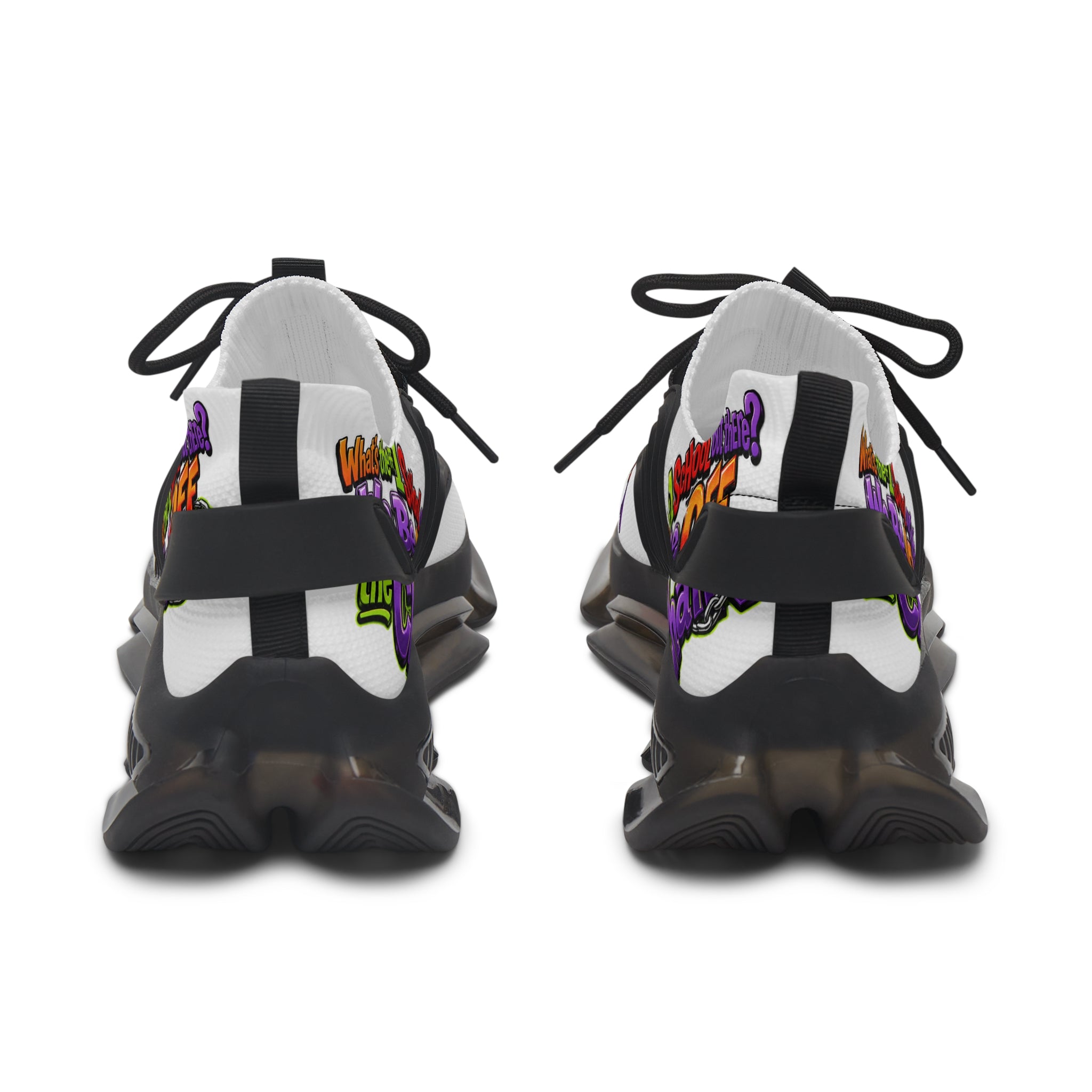 Mesh Sneakers — Colorful "We Be Off the Chain" Graphic Athletic Shoes
