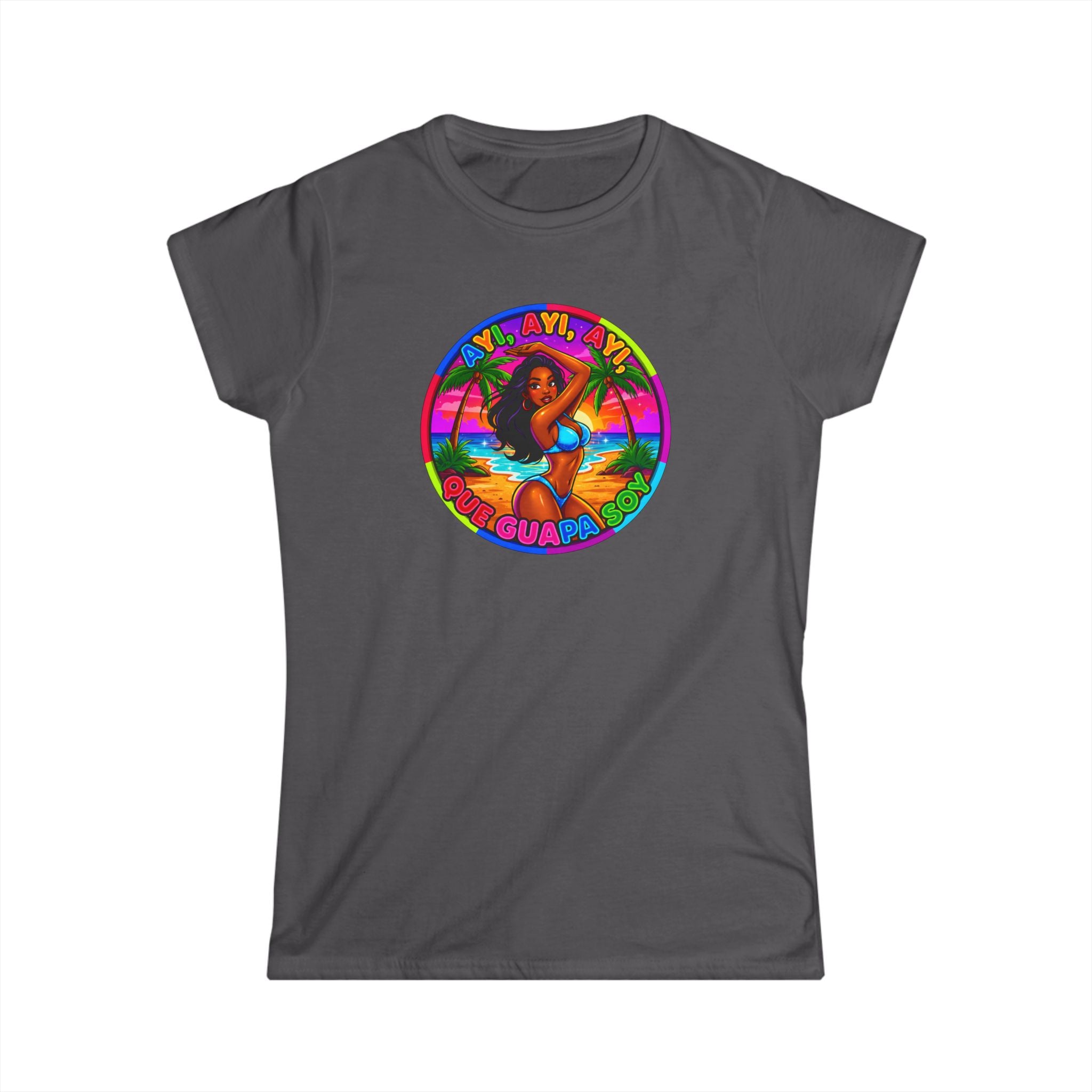 Vintage Tropical Surf T-Shirt — "Ayi, Ayi Ayi Que Guapa Soy"  Retro Beach Graphic