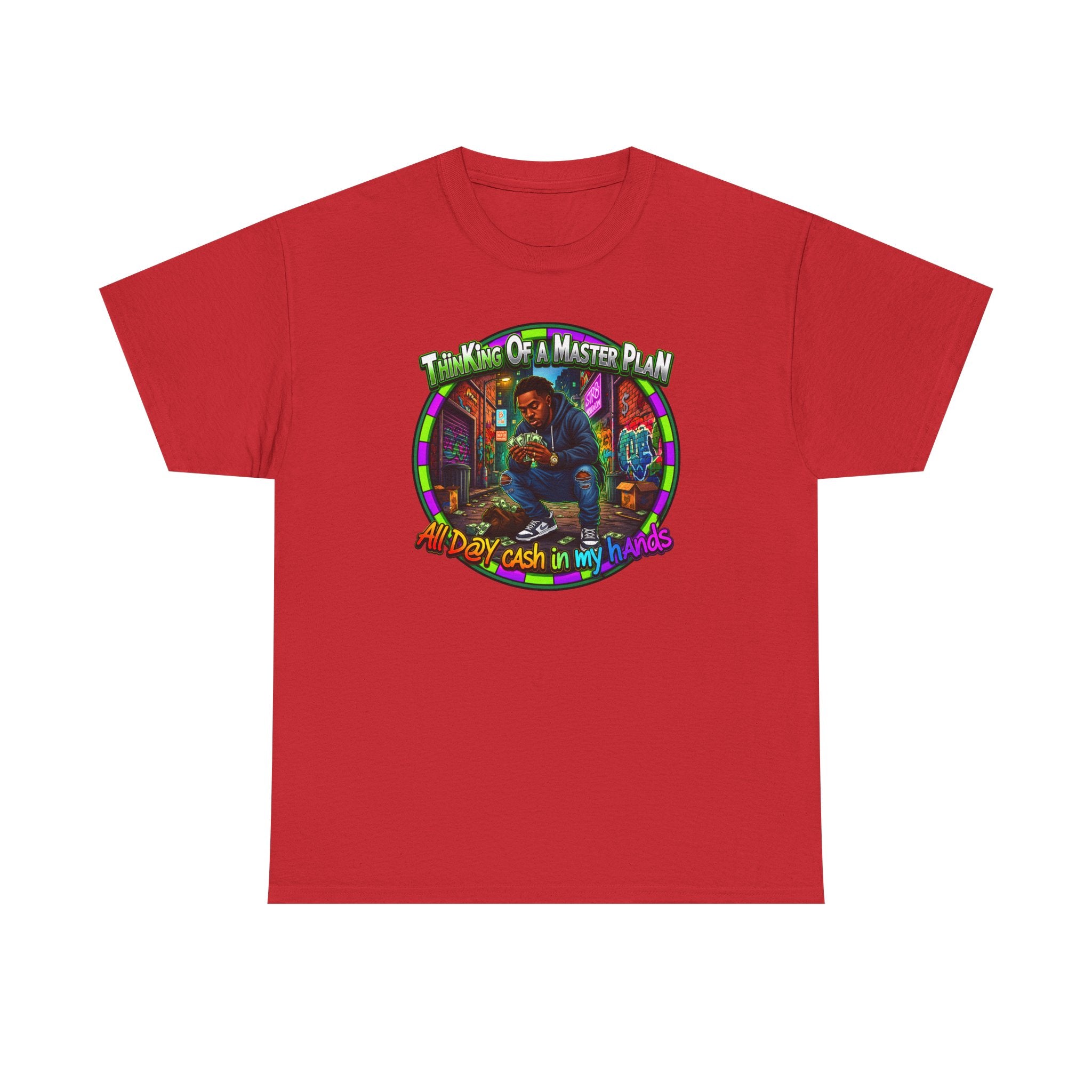 T-Shirt — "Thinking of a Master Plan" Colorful Retro Hip-Hop Graphic Tee