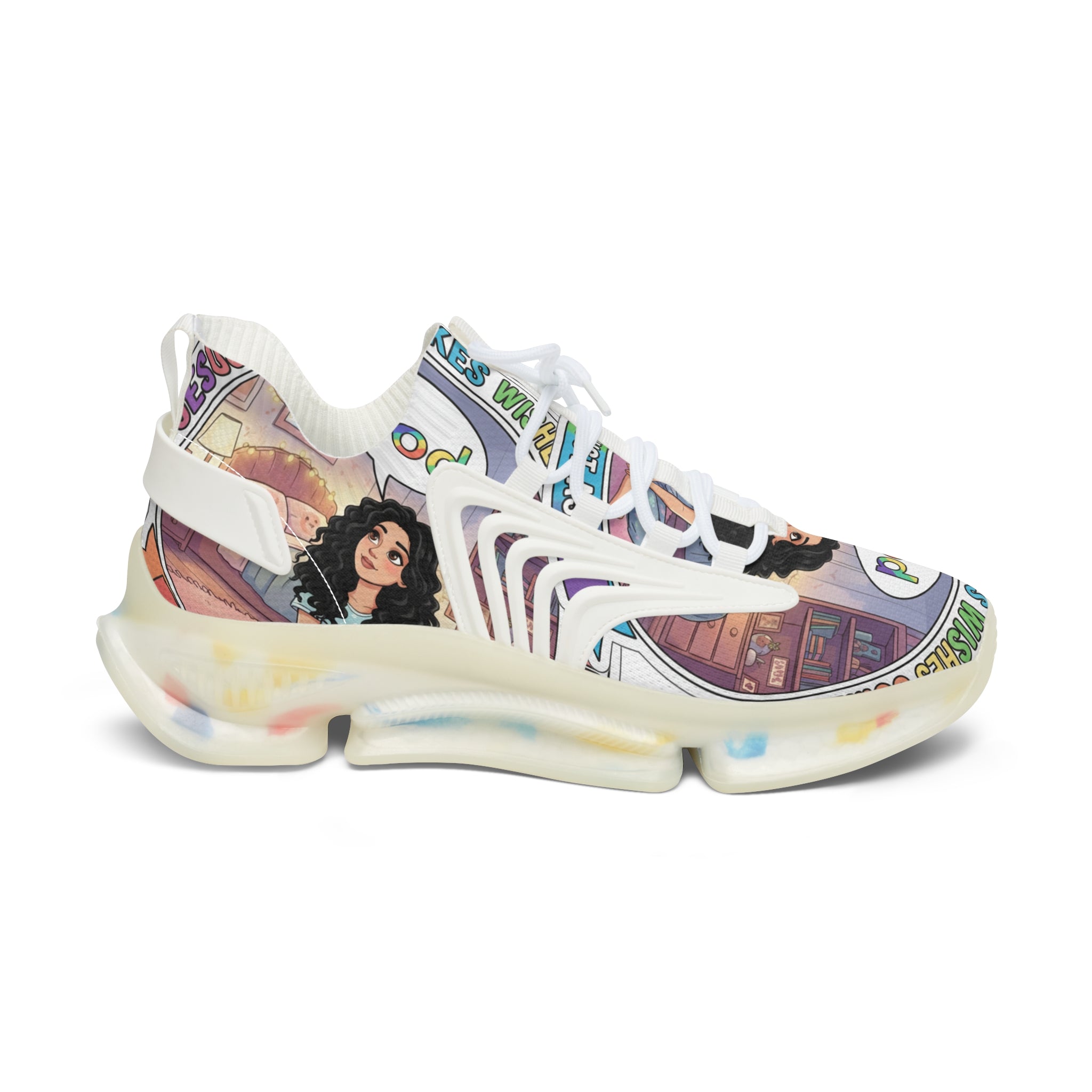 Mesh Sneakers — Inspirational  "Jesus Christ Makes Wishes Come True "Graphic Women’s Athletic Shoes