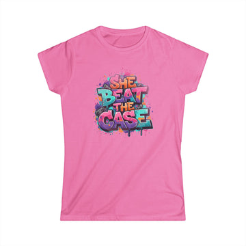 "She Beat the Case" Tee — Bold Graffiti Women’s Victory T-Shirt