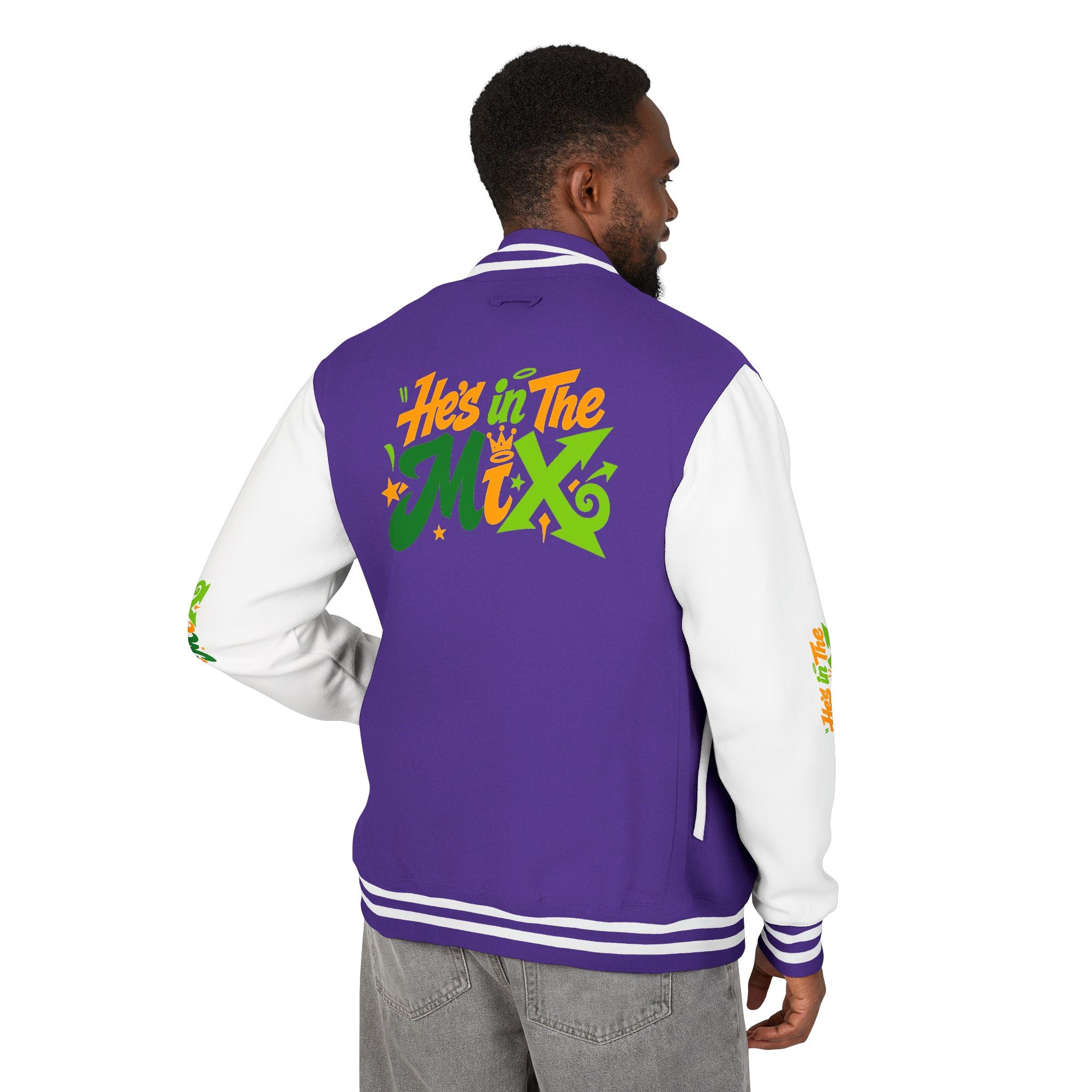 Letterman Jacket - "He's in the Mix" Retro Graffiti Varsity Jacket
