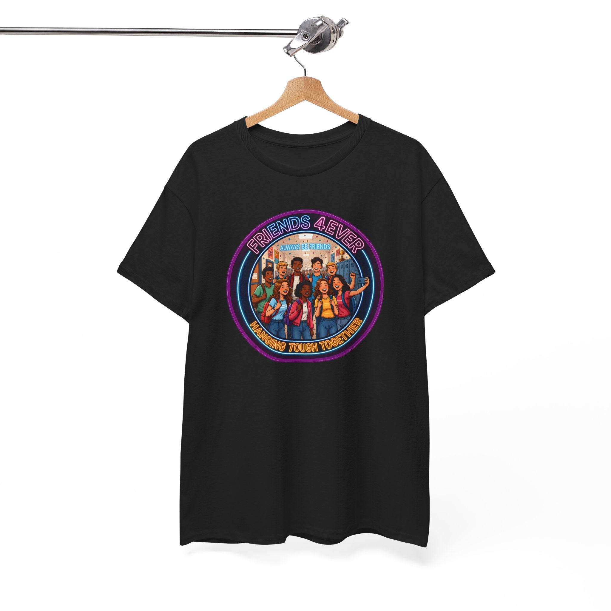 Graphic Tee — Retro Group Illustration "Friends Forever"