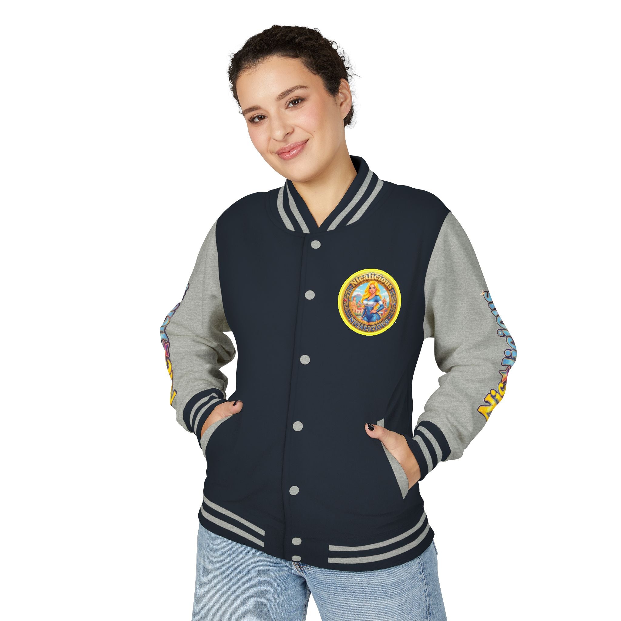 Letterman Jacket — 'Nicalicious' Retro Pinup Logo Varsity Jacket