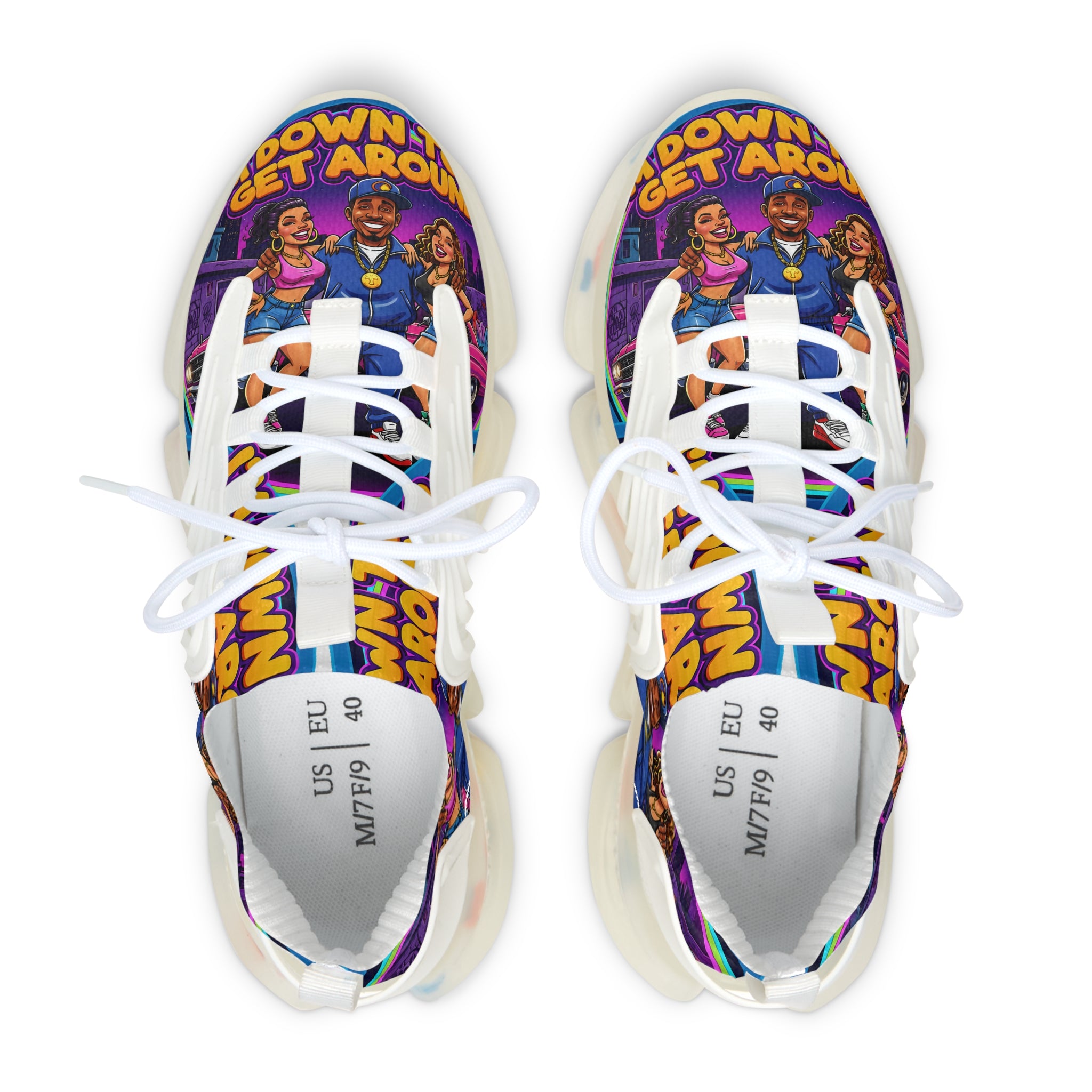Men's Mesh Sneakers — Colorful 'Get Around' Graphic Athletic Shoes for men's