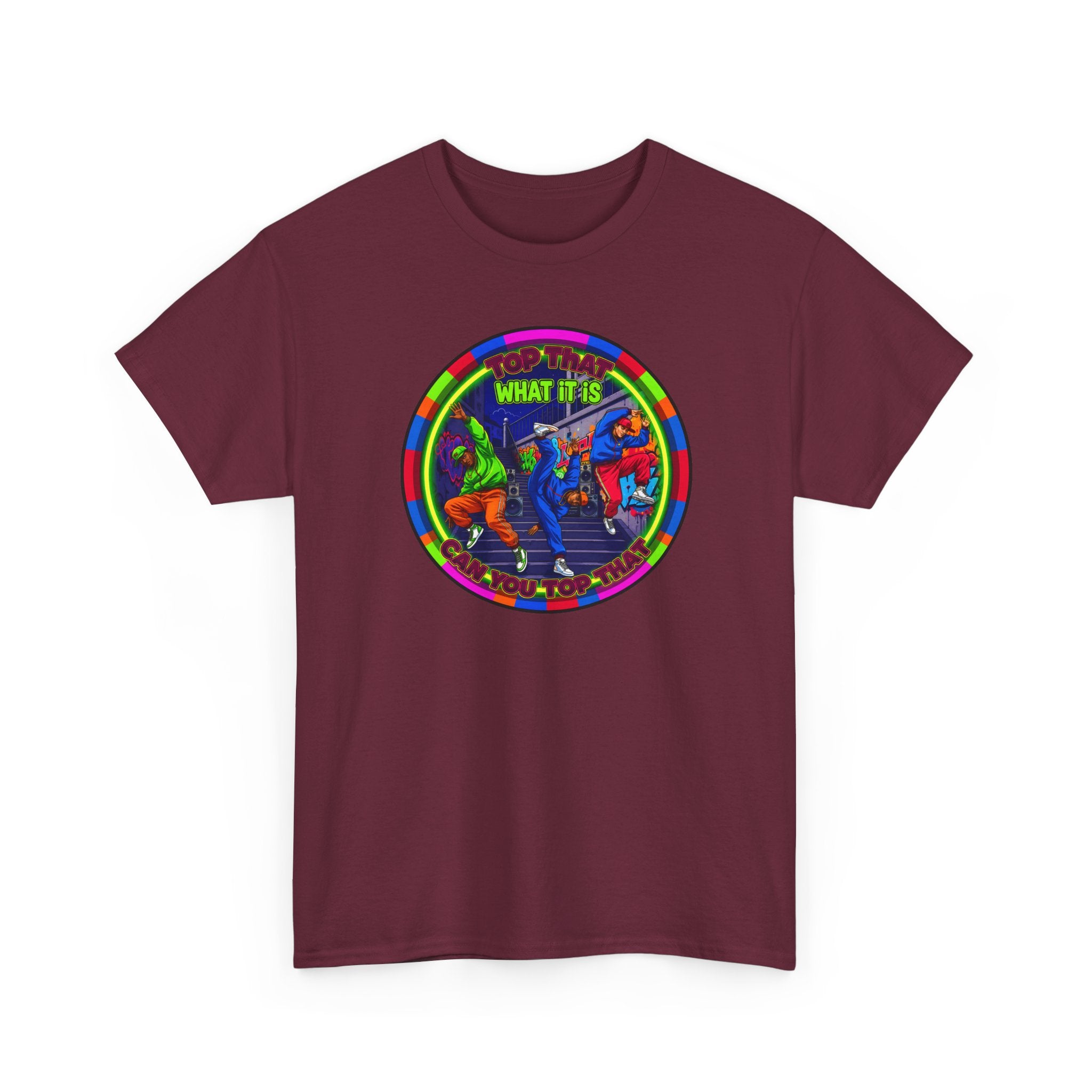 Dance Crew T-Shirt – "Top That What It Is" Retro Neon Graphic Tee