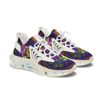 Mesh Sneakers — Neon Green Witch Graphic Athletic Shoes