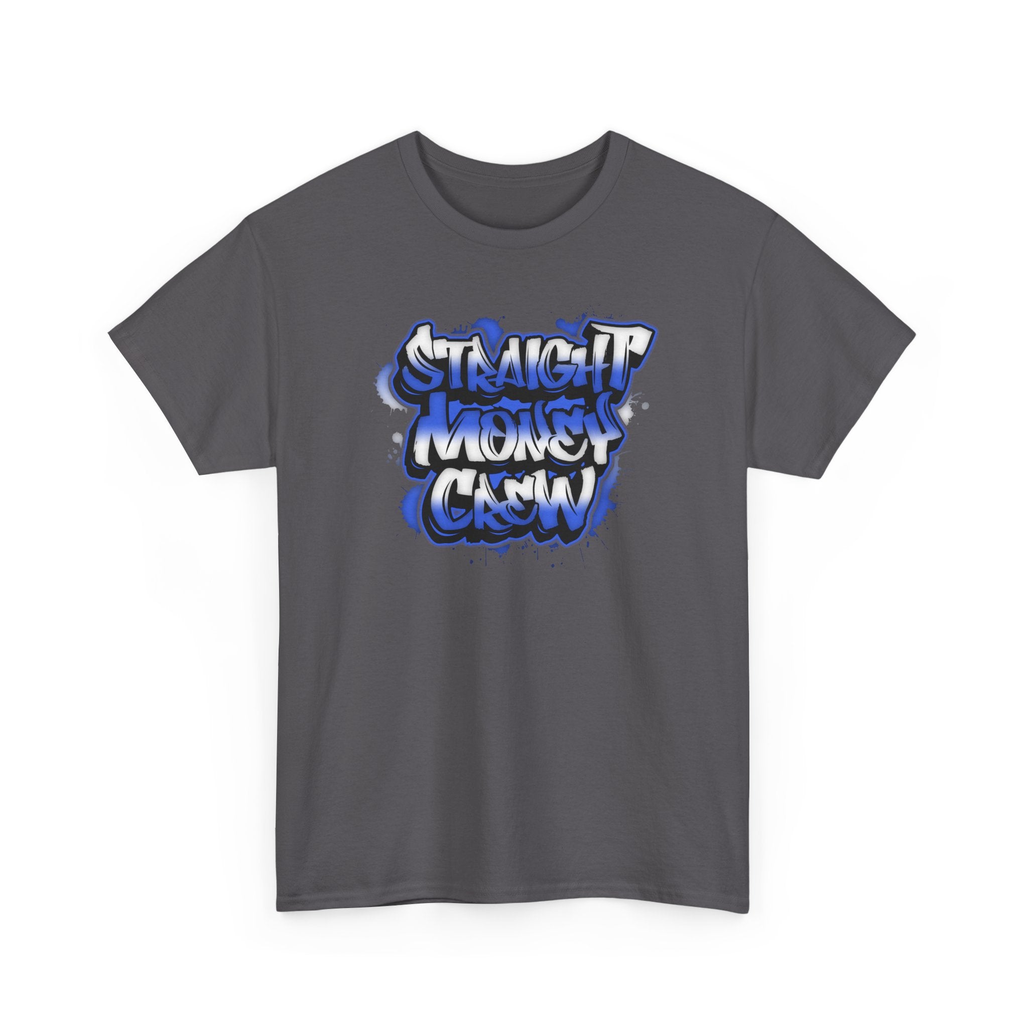 T-Shirt — "Stackin' Money Crew" Blue Graffiti Graphic Tee