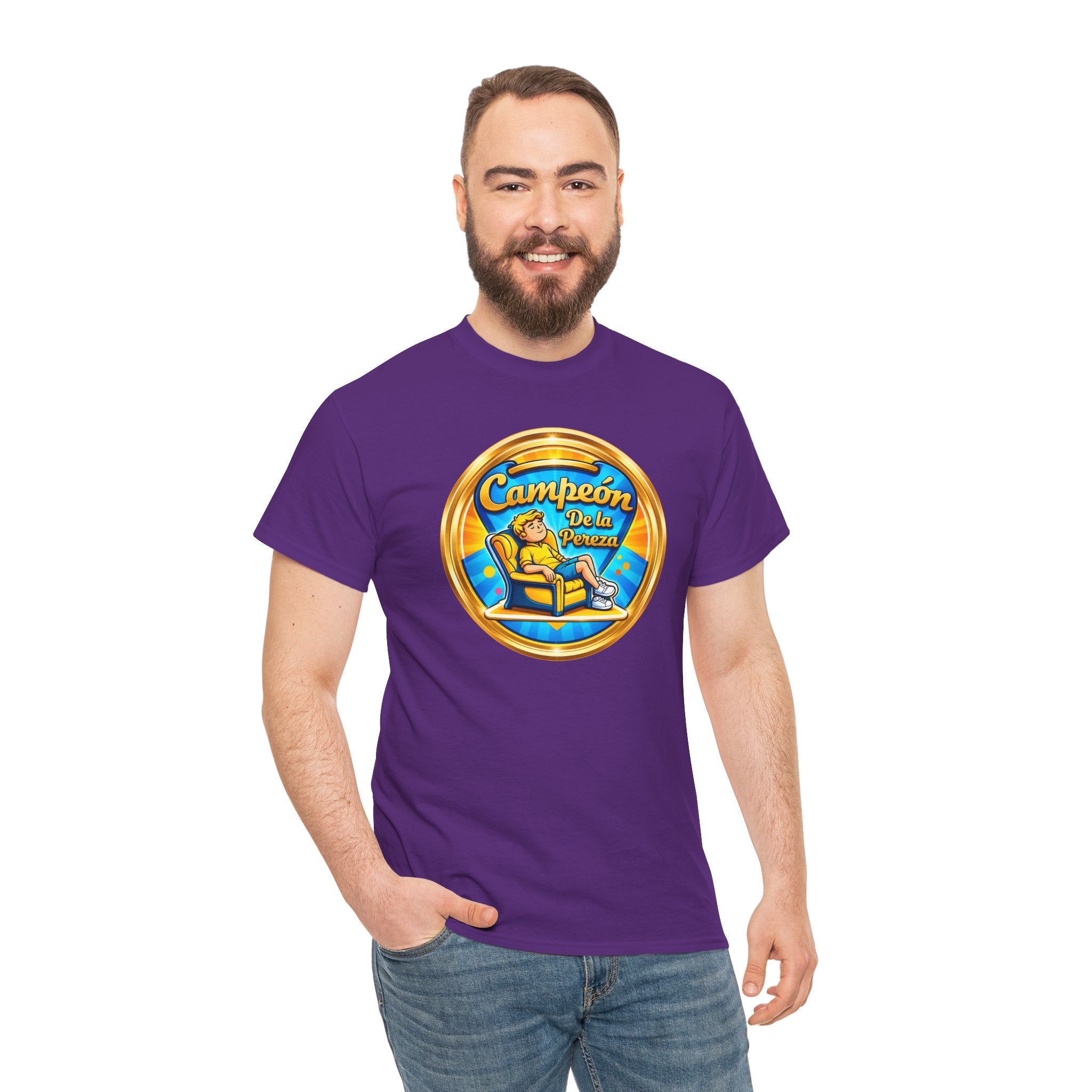 "Campeón De La Pereza" Tee — Gold Badge Adventure T‑Shirt