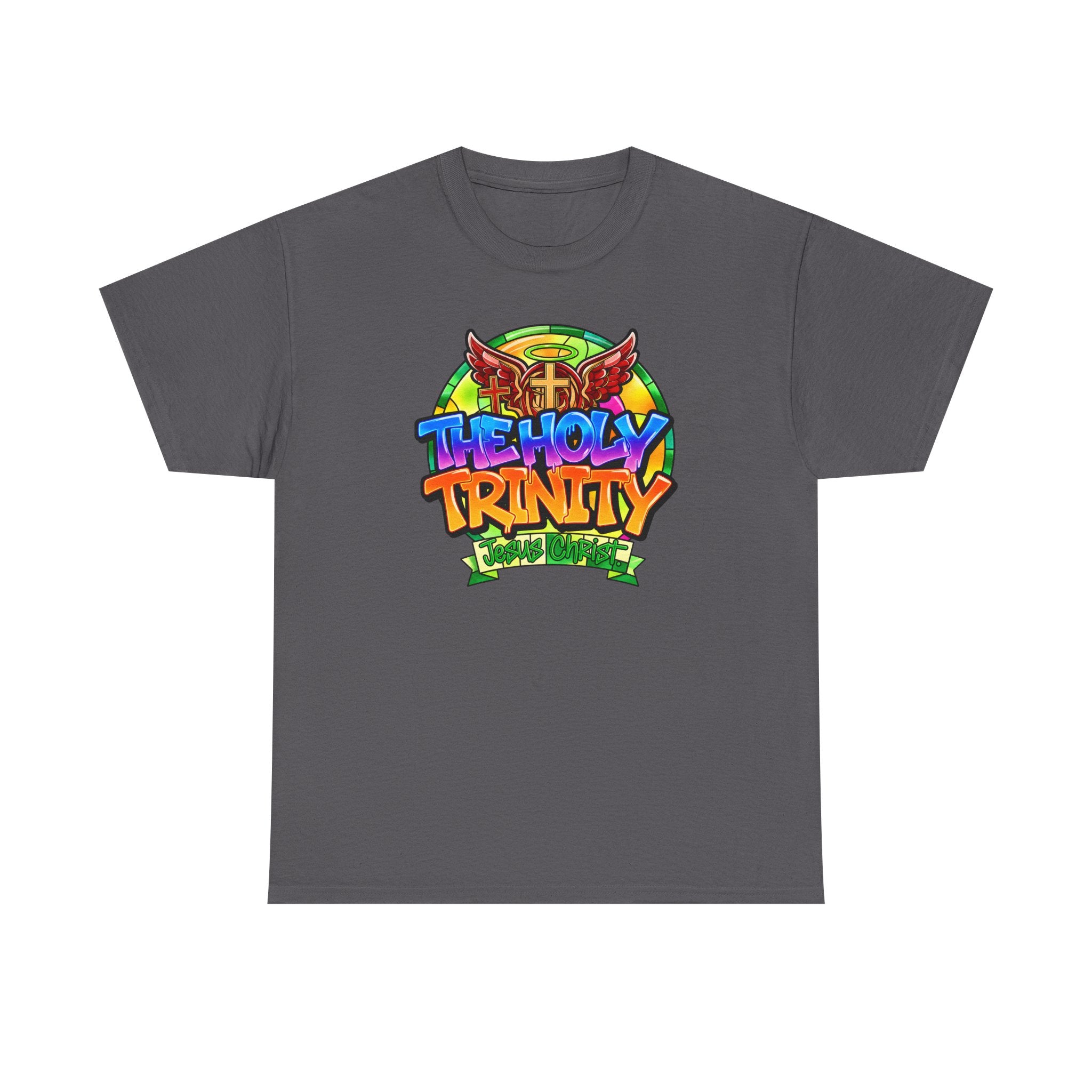 Holy Trinity Graphic Tee — Colorful Faith-Inspired Streetwear T-Shirt