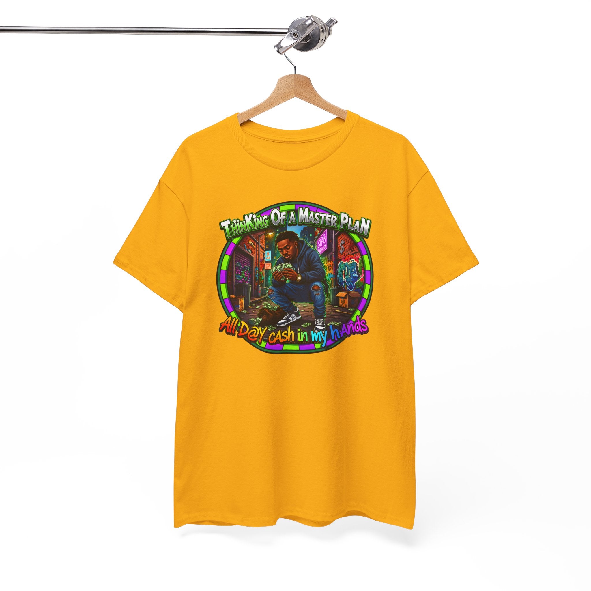 T-Shirt — "Thinking of a Master Plan" Colorful Retro Hip-Hop Graphic Tee