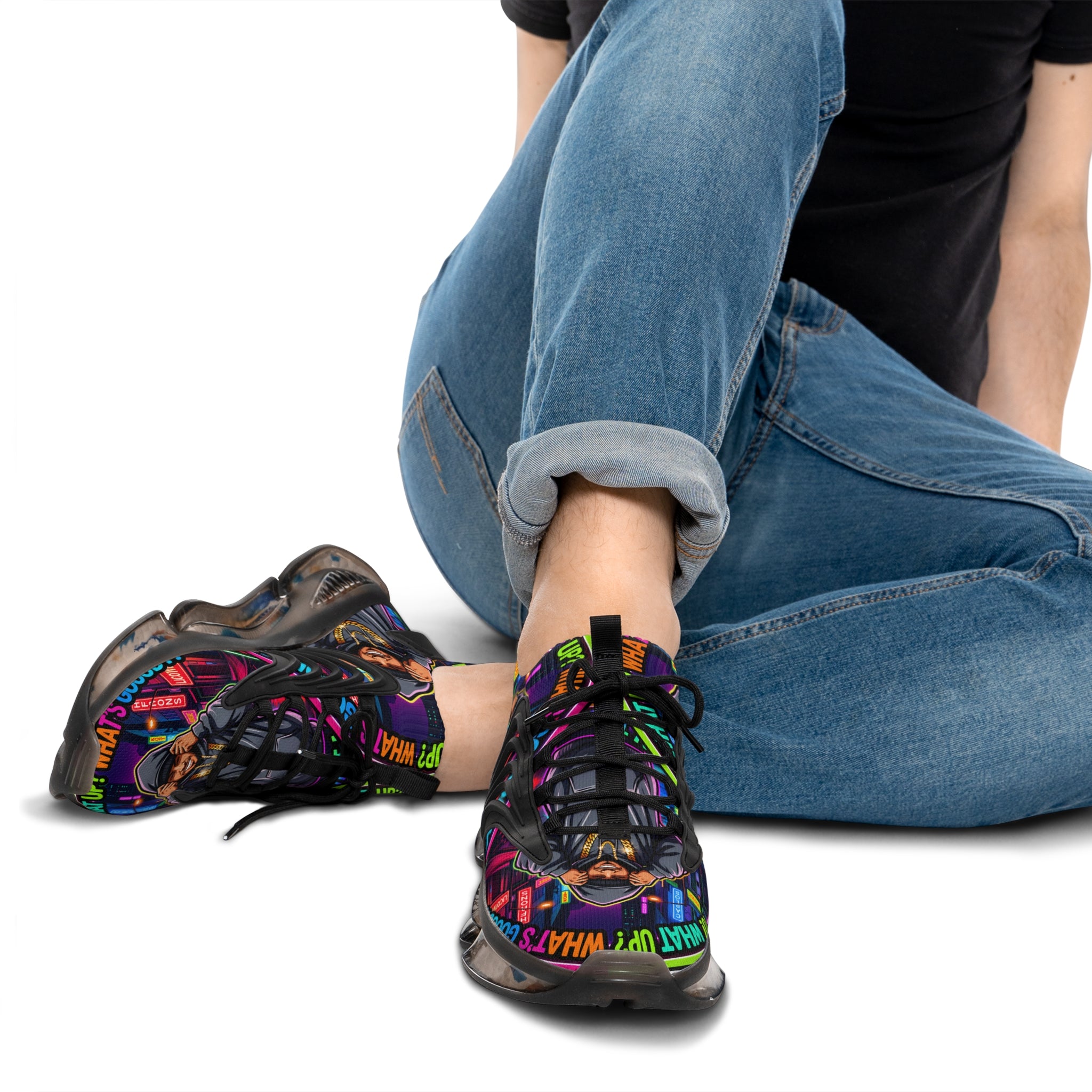 Men's Mesh Sneakers — " Yo, What's up? Rapper Graphic Athletic Shoes