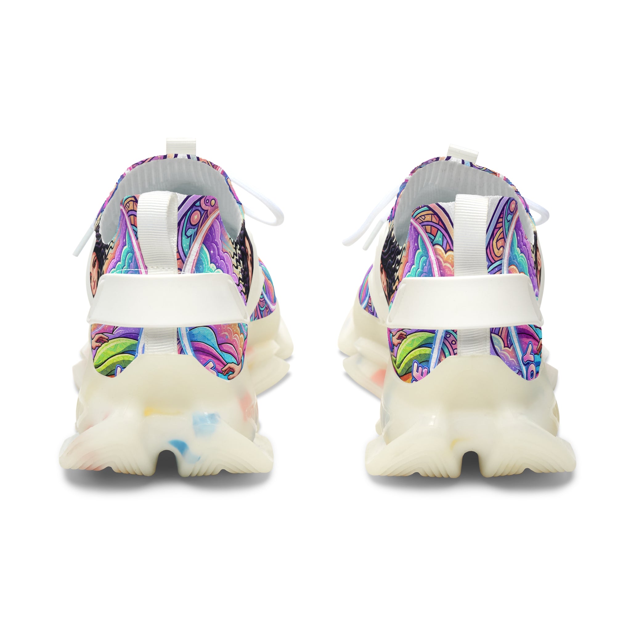 Mesh Sneakers — "Rush Hour "Vibrant Boho Goddess Graphic Women’s Athletic Shoes