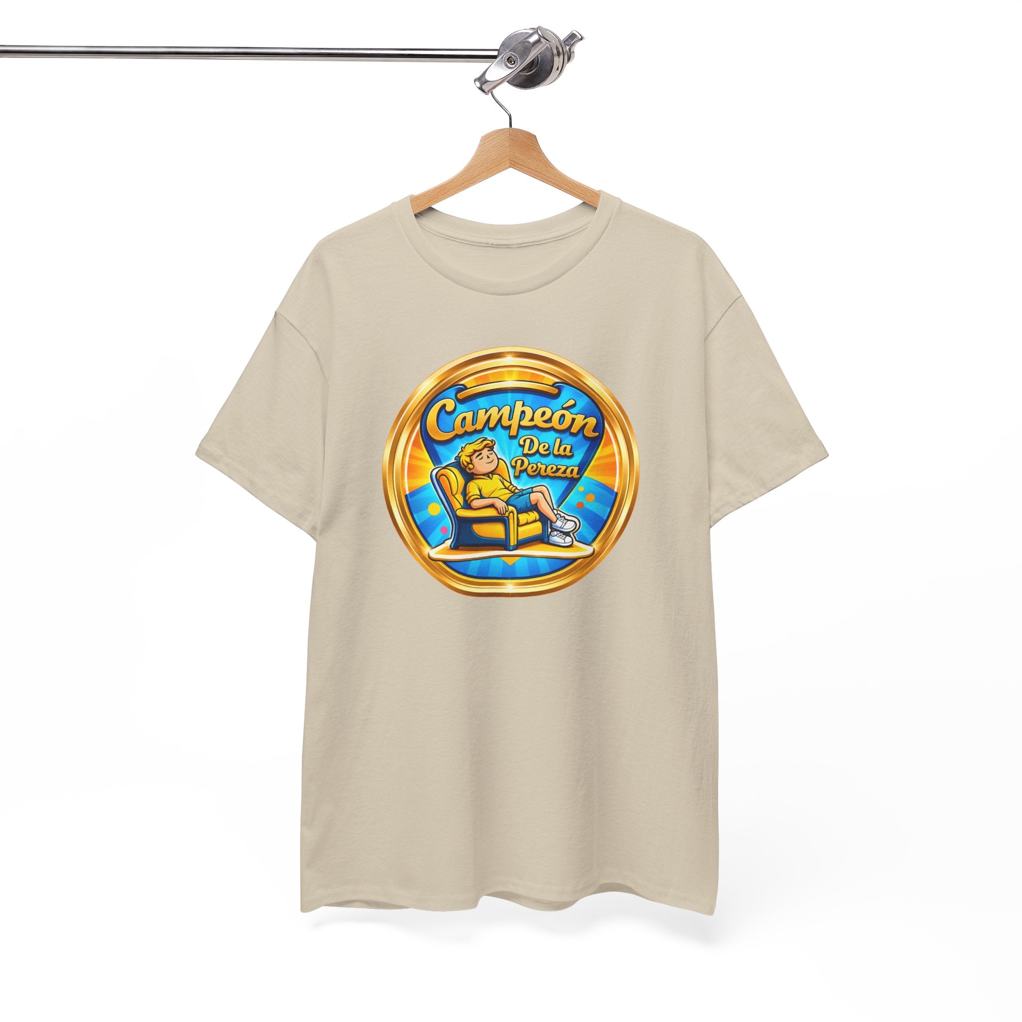 "Campeón De La Pereza" Tee — Gold Badge Adventure T‑Shirt