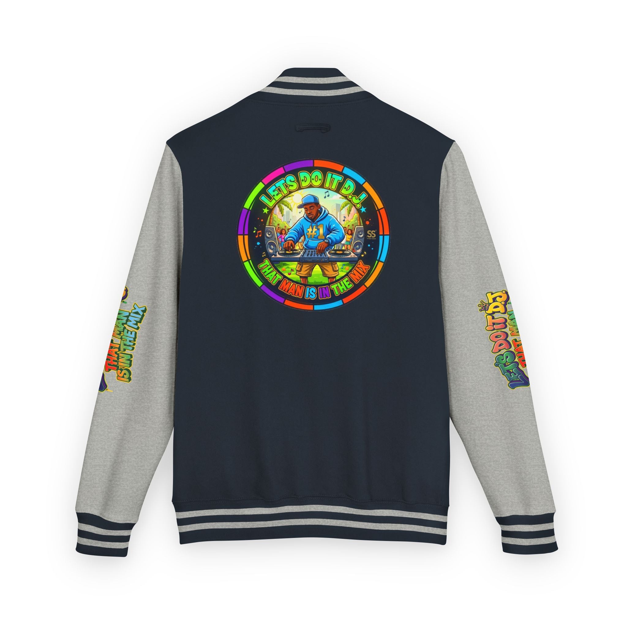 Letterman Jacket — 'Let's Do It' DJ Graphic Varsity Jacket