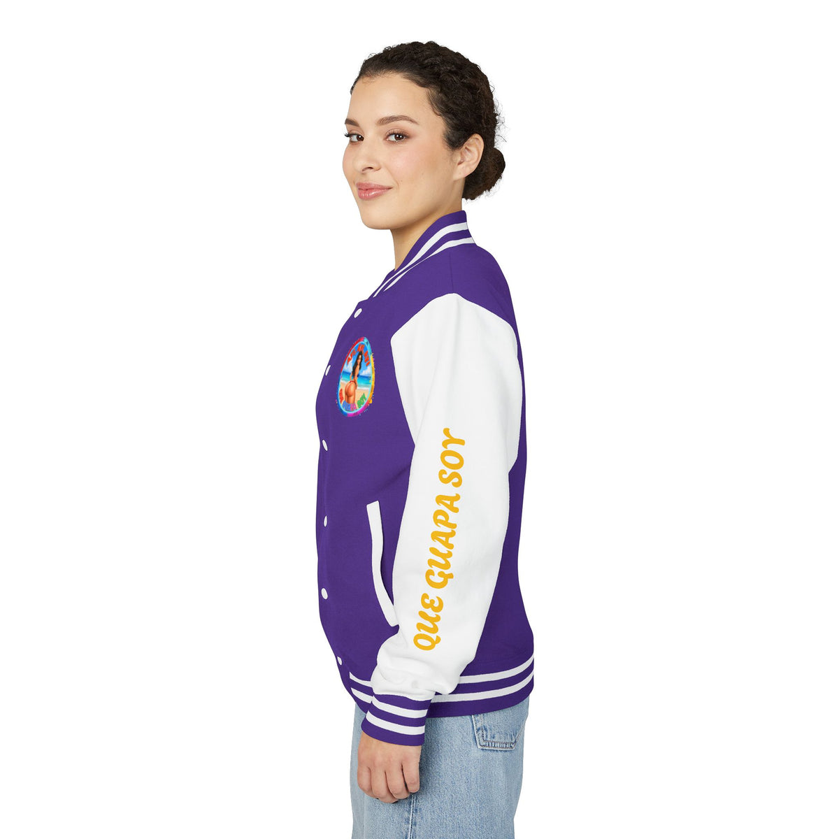 Letterman Jacket – Retro Beach Pinup Varsity Jacket with 'Ayi Ayi Ayi' Graphic