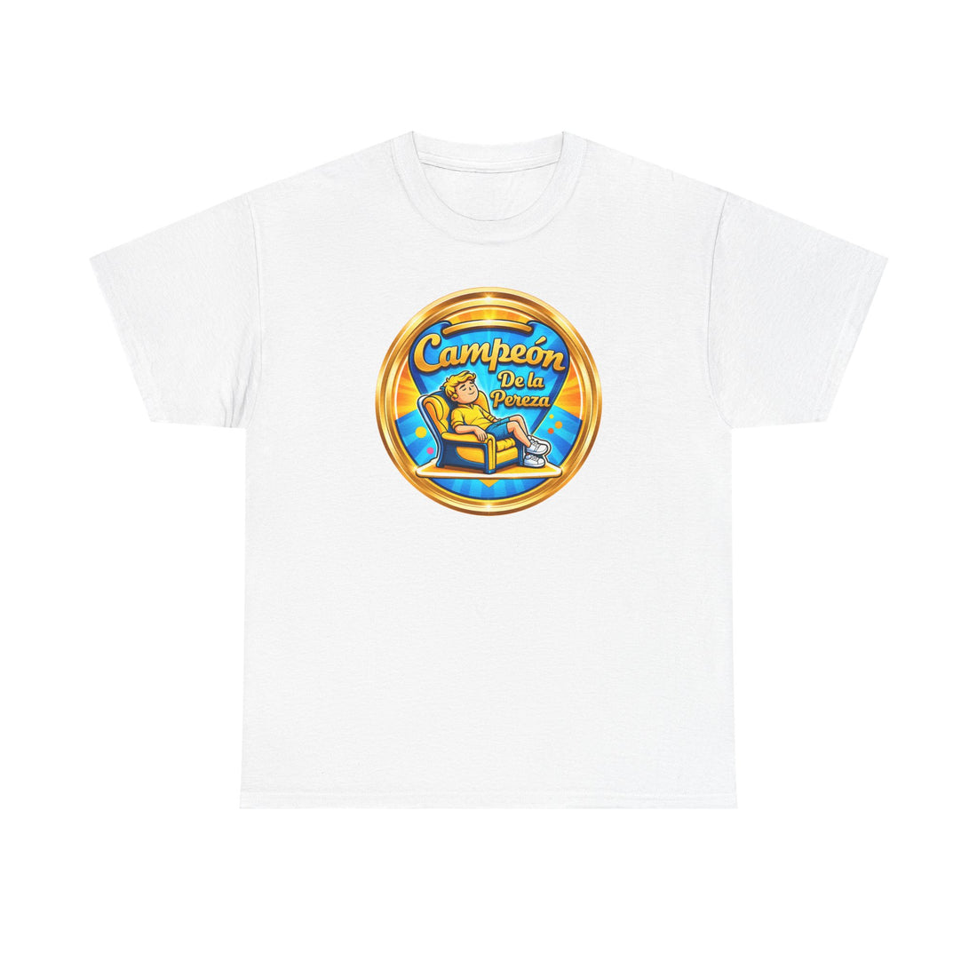 "Campeón De La Pereza" Tee — Gold Badge Adventure T‑Shirt