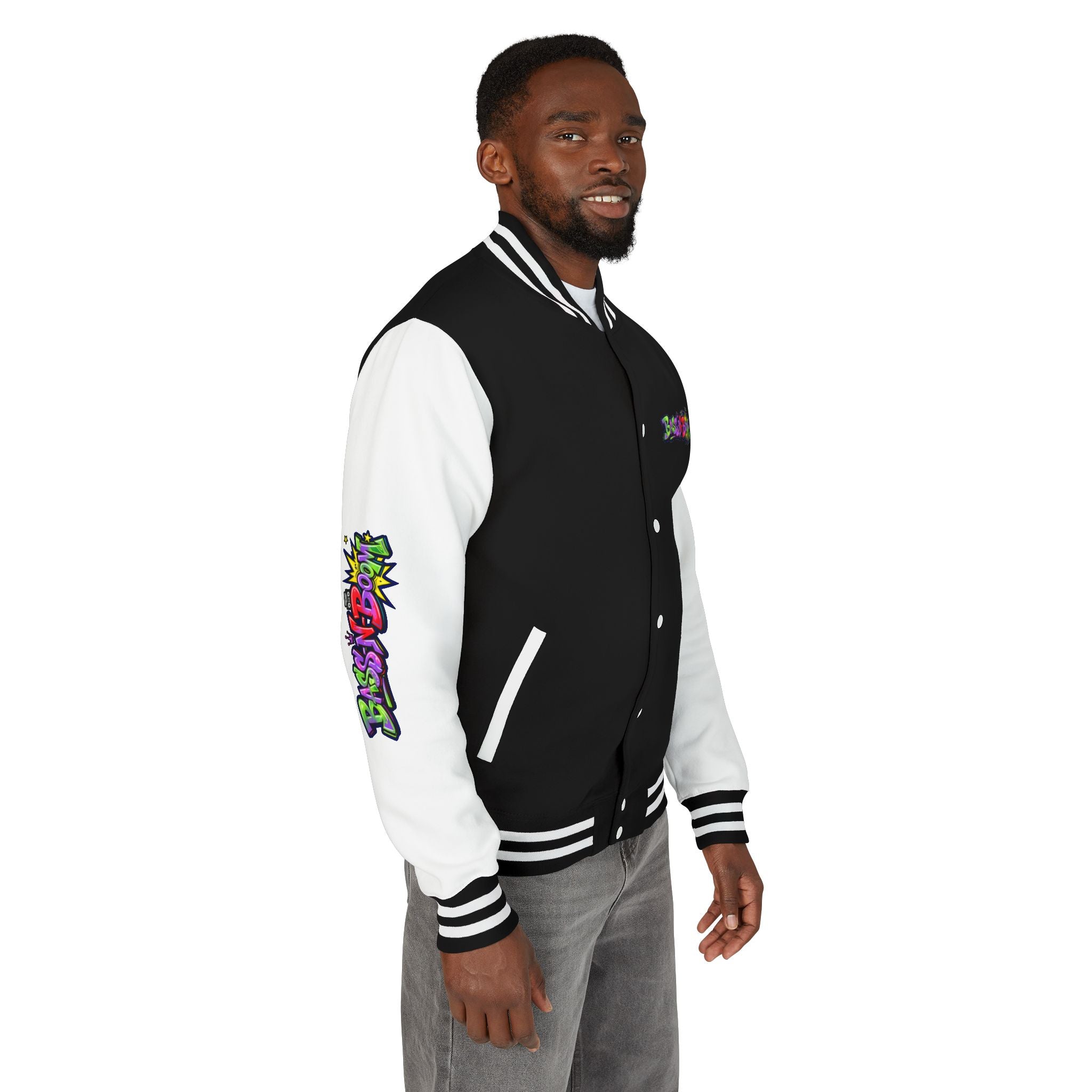 Letterman Jacket — 'Bass N Boom' Graffiti Bomber