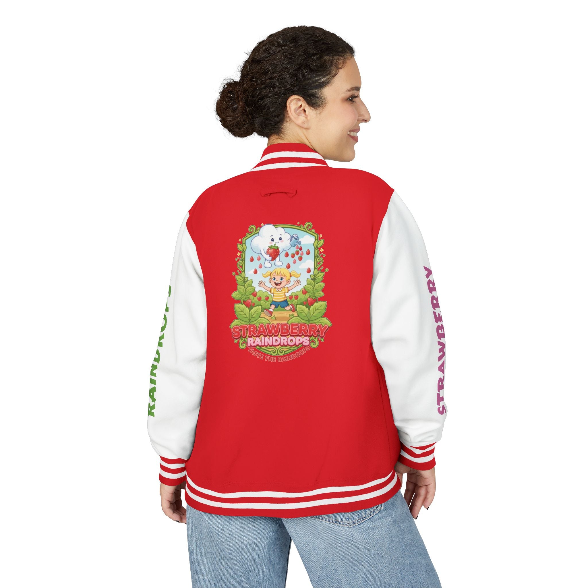 Letterman Jacket —Strawberry Raindrops Back Patch