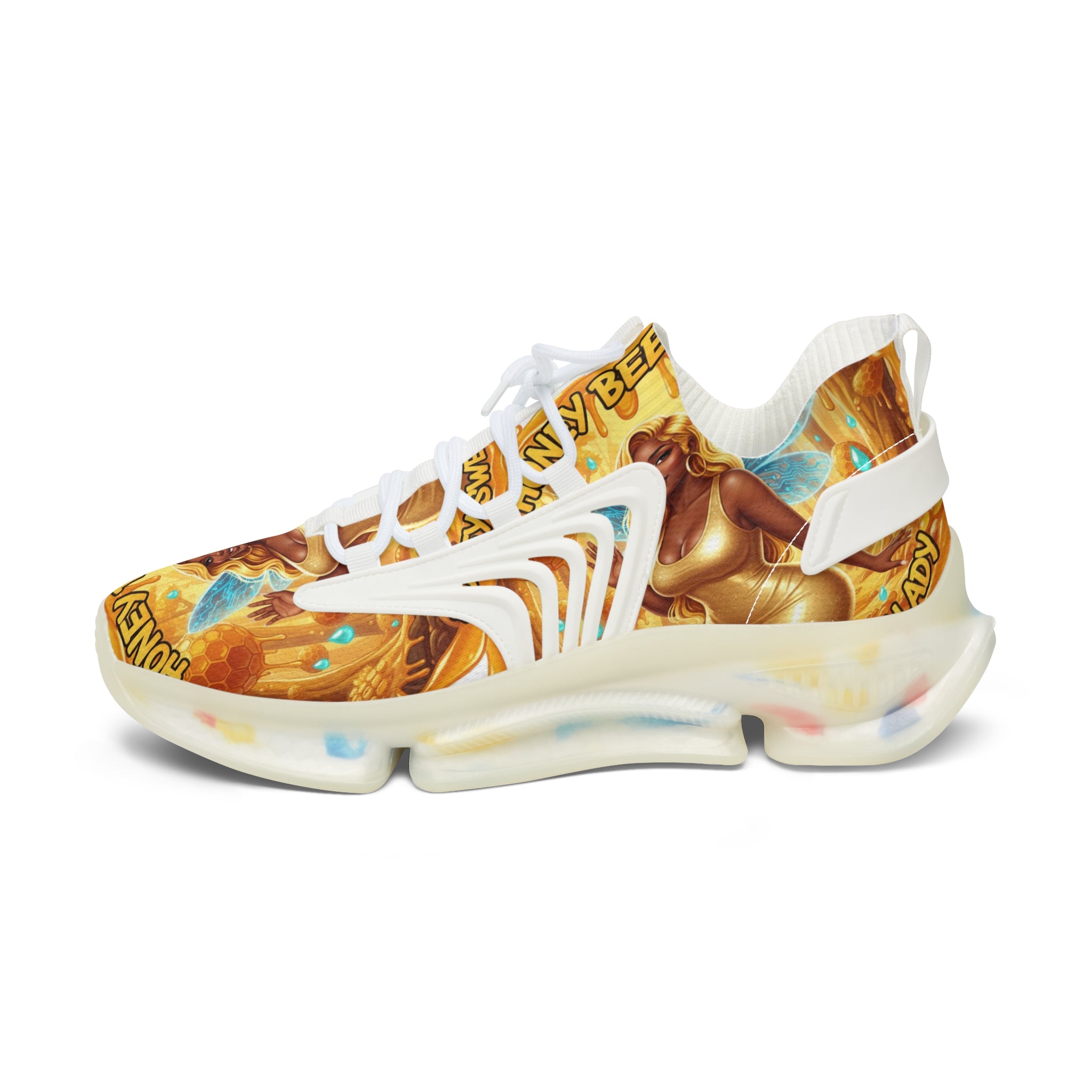 Women's Mesh Sneakers —"Honey Bee Bae" Golden Bee Fairy Graphic Athletic Shoes