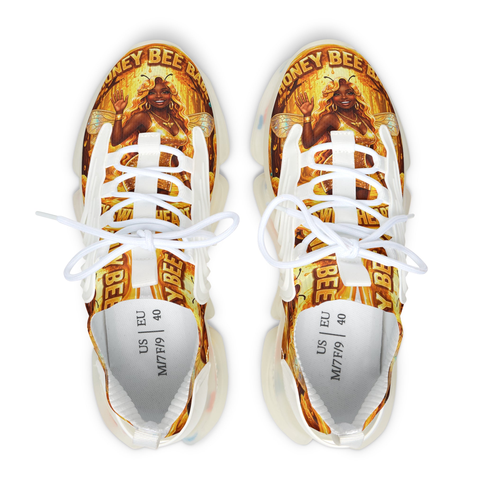 Mesh Sneakers — "Honey Bee Queen" Graphic Women’s Athletic Shoes