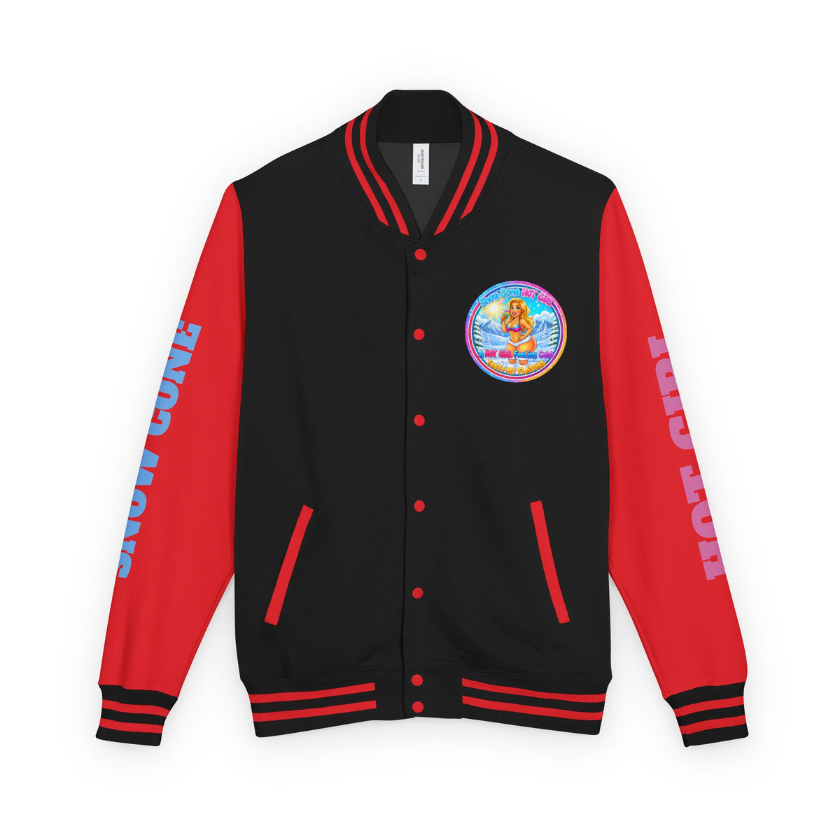 Angel Pinup Letterman Jacket — "Snowcone Hot Girl " Graphic Varsity Jacket