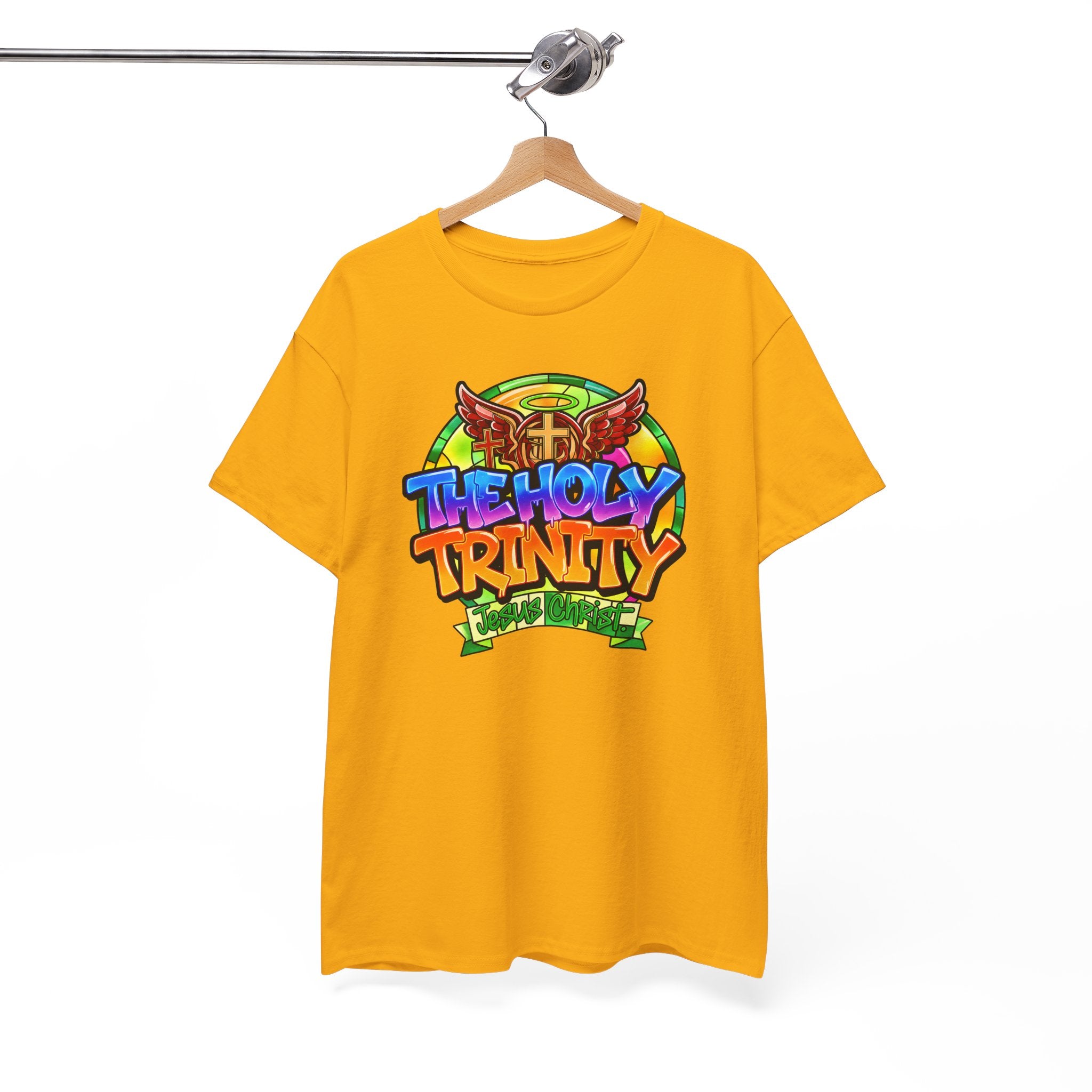 Holy Trinity Graphic Tee — Colorful Faith-Inspired Streetwear T-Shirt