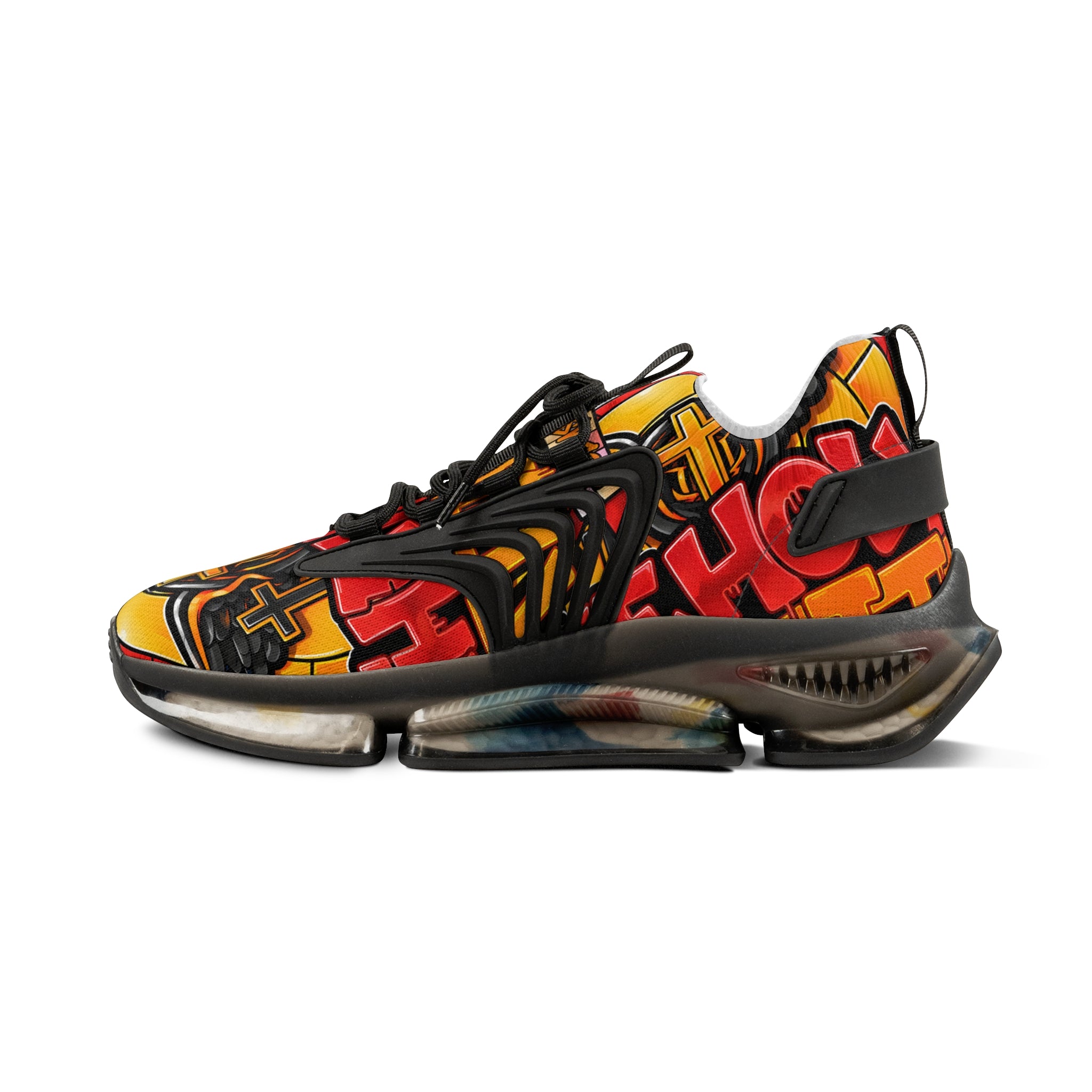 Men's Graphic Sneakers — "Holy Trinity " Bold Cross & Flame Athletic Shoes