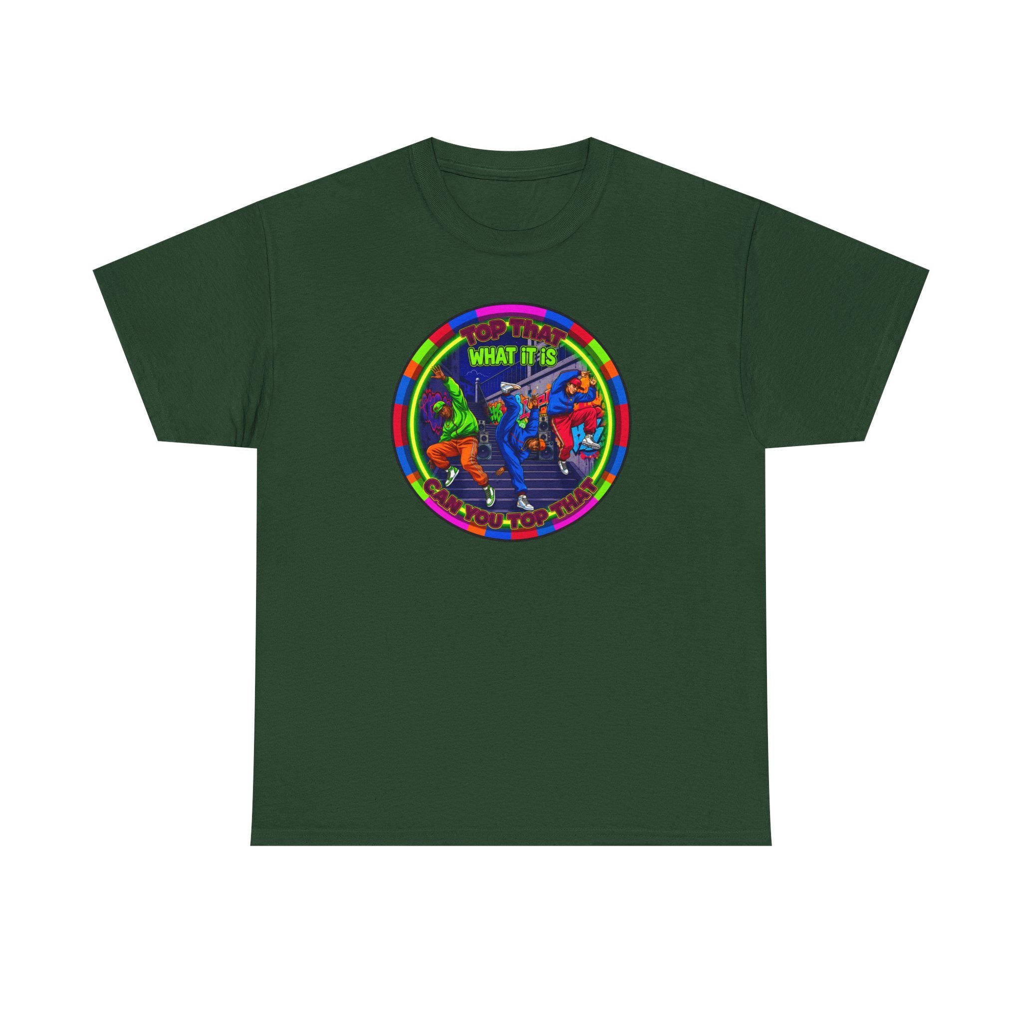 Dance Crew T-Shirt – "Top That What It Is" Retro Neon Graphic Tee