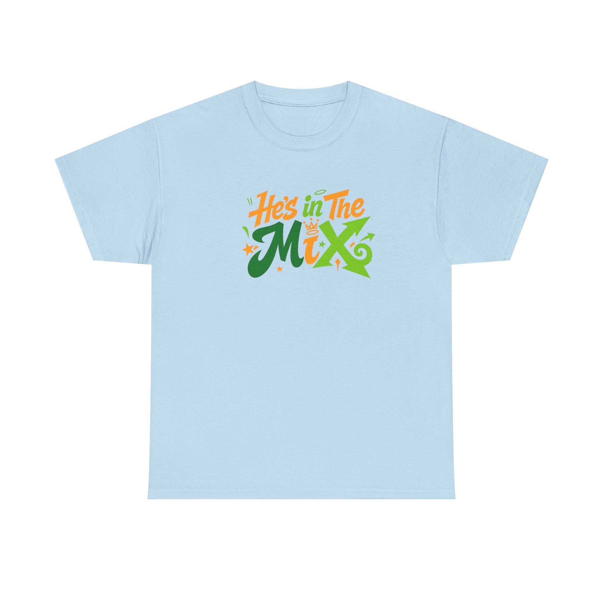 "He's in the Mix" T-Shirt — Retro Green & Orange DJ/Music Tee