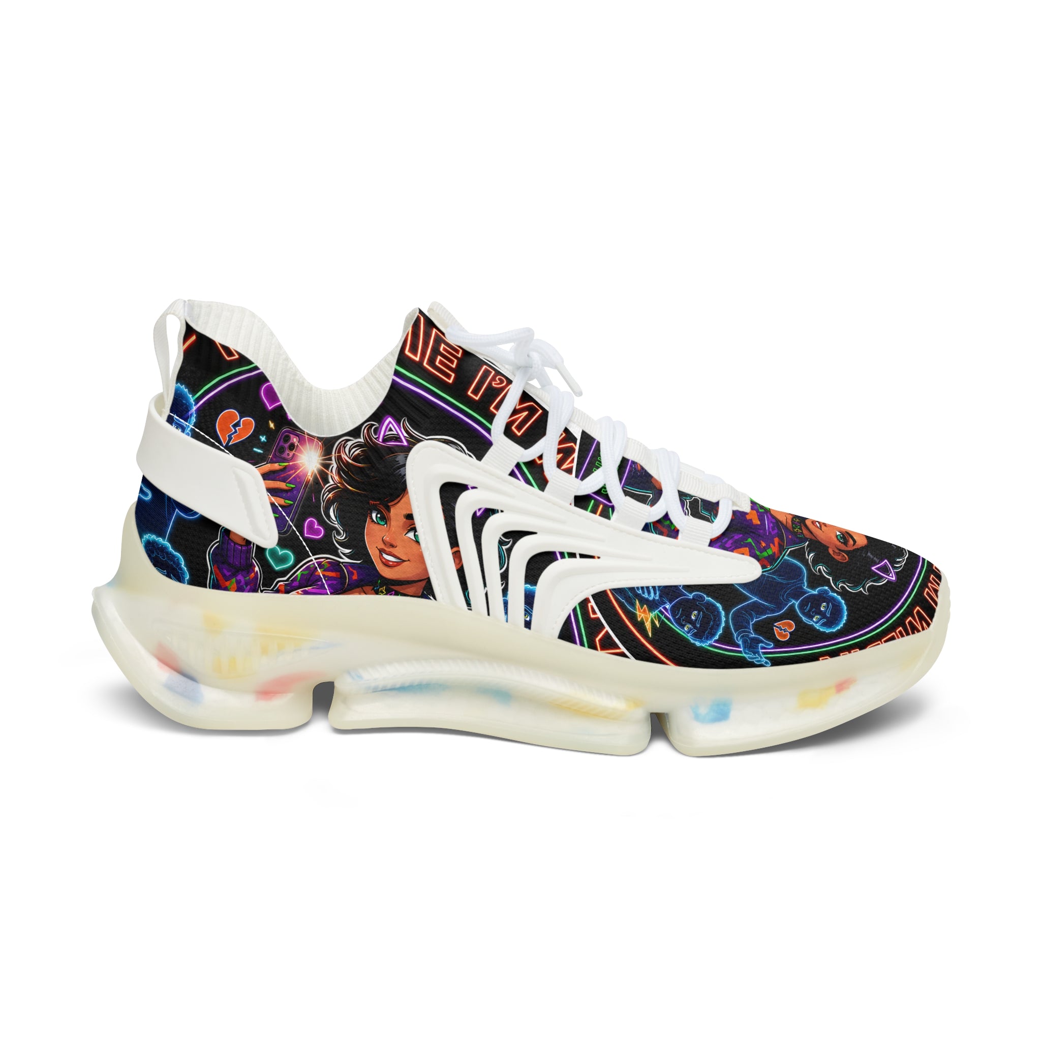 Women's Mesh Sneakers — Colorful Afrocentric Art Print Athletic Shoes