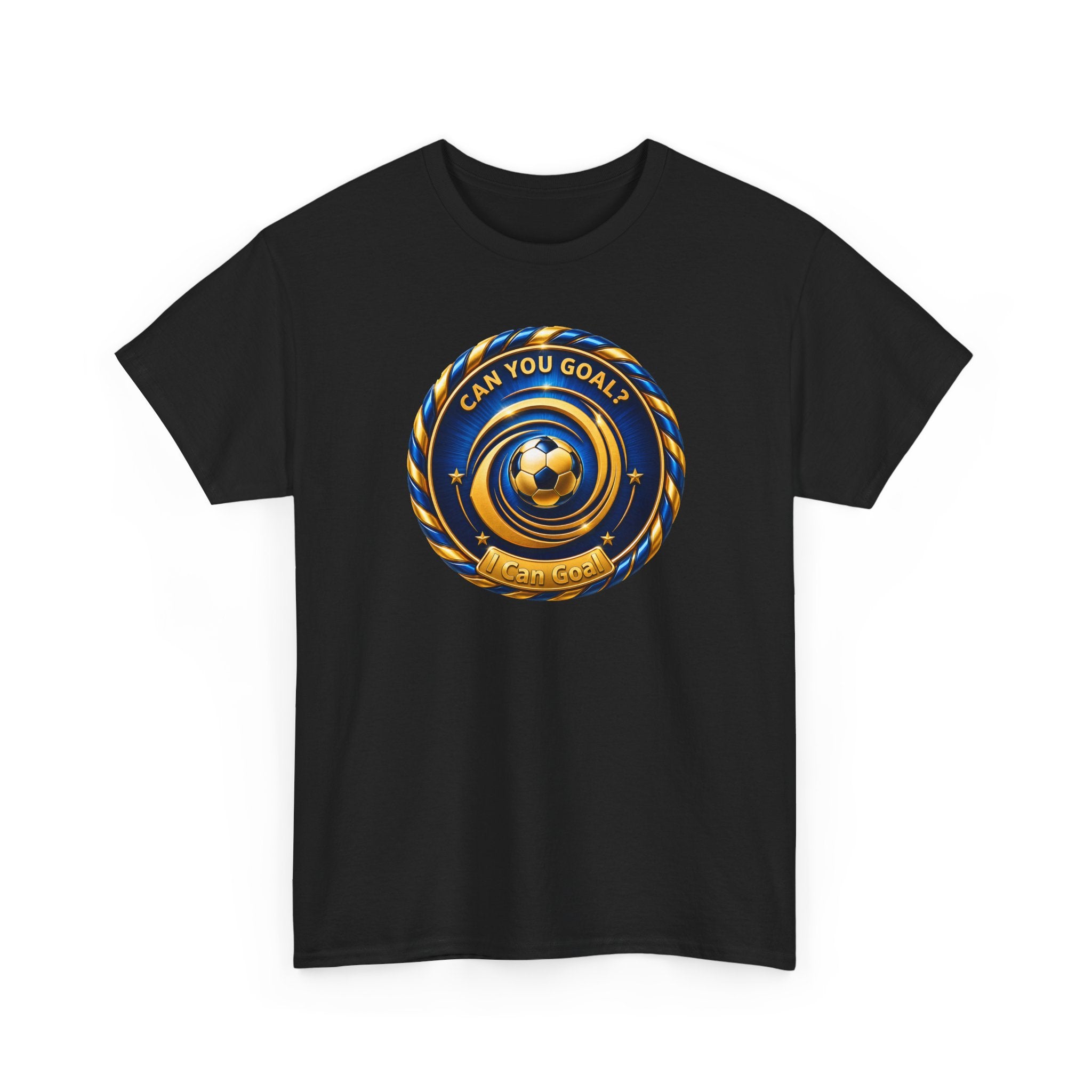 Soccer Badge Tee — "Can You Goal?" Graphic Soccer Shirt