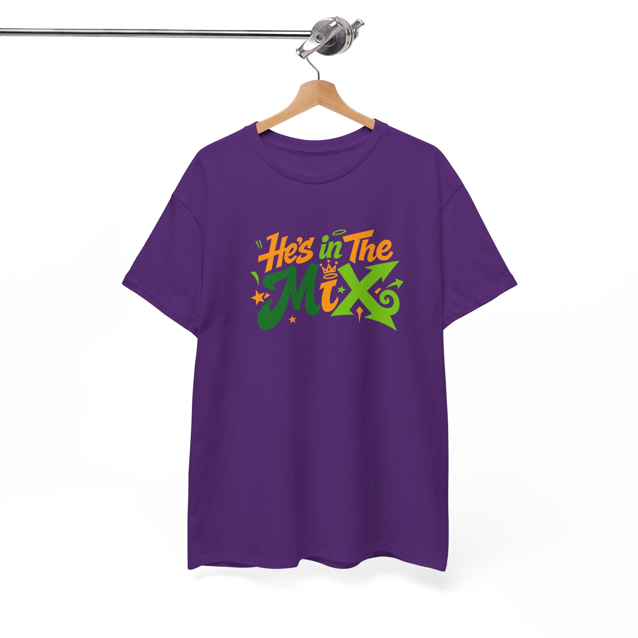 "He's in the Mix" T-Shirt — Retro Green & Orange DJ/Music Tee